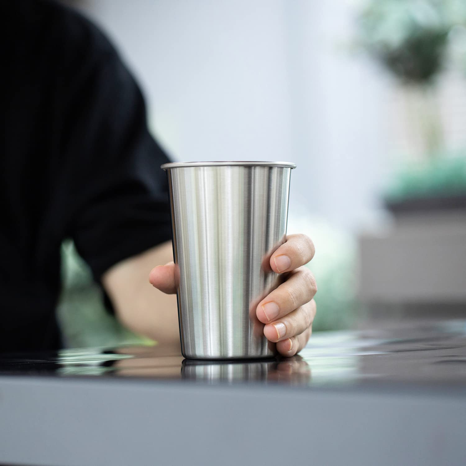 Smlixe 12 Pack 16Oz Stainless Steel Pint Cup,Healthy Unbreakable And Stackable,Metal Drinking Glasses