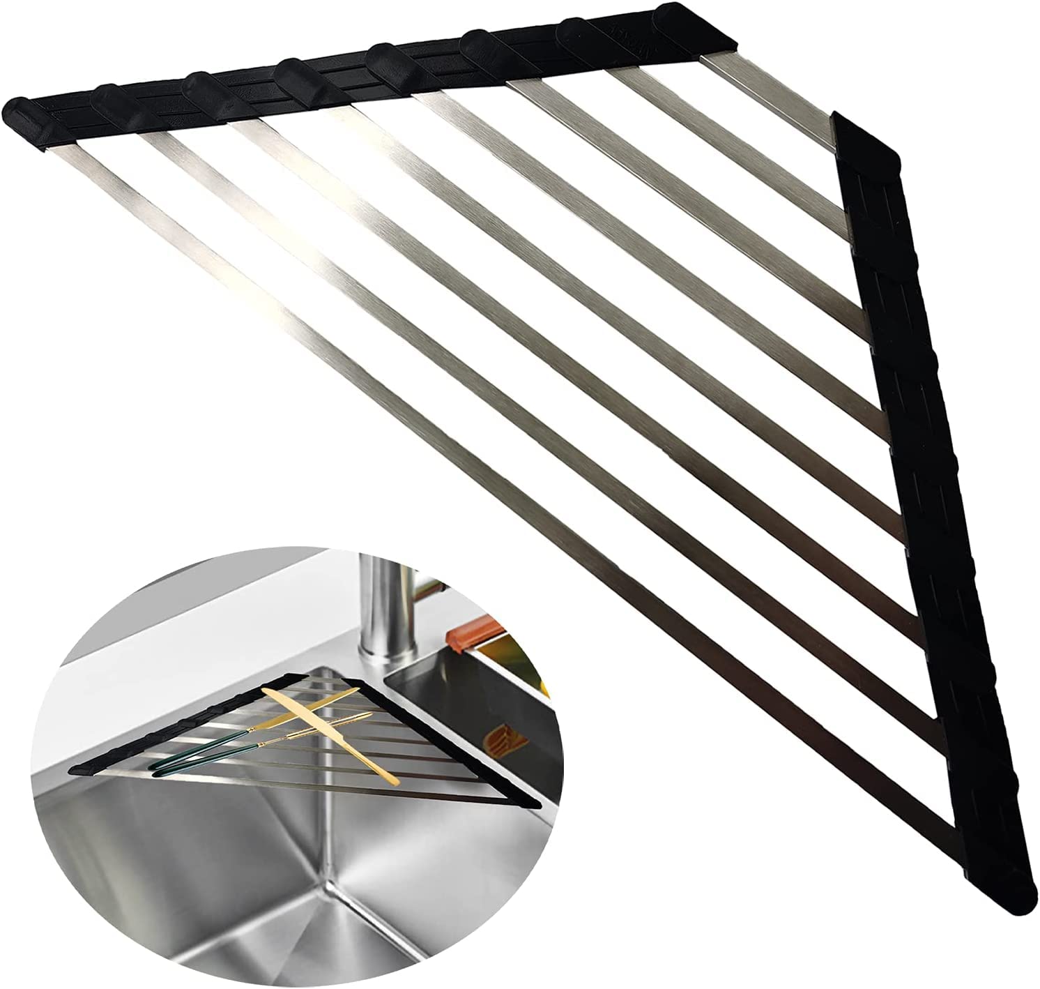 Ahyuan Corner Dish Drainer Over The Sink Drying Rack Corner Sus304 Cubic Stainless Still Kitchen Sponge Holder Corner Sink Spong