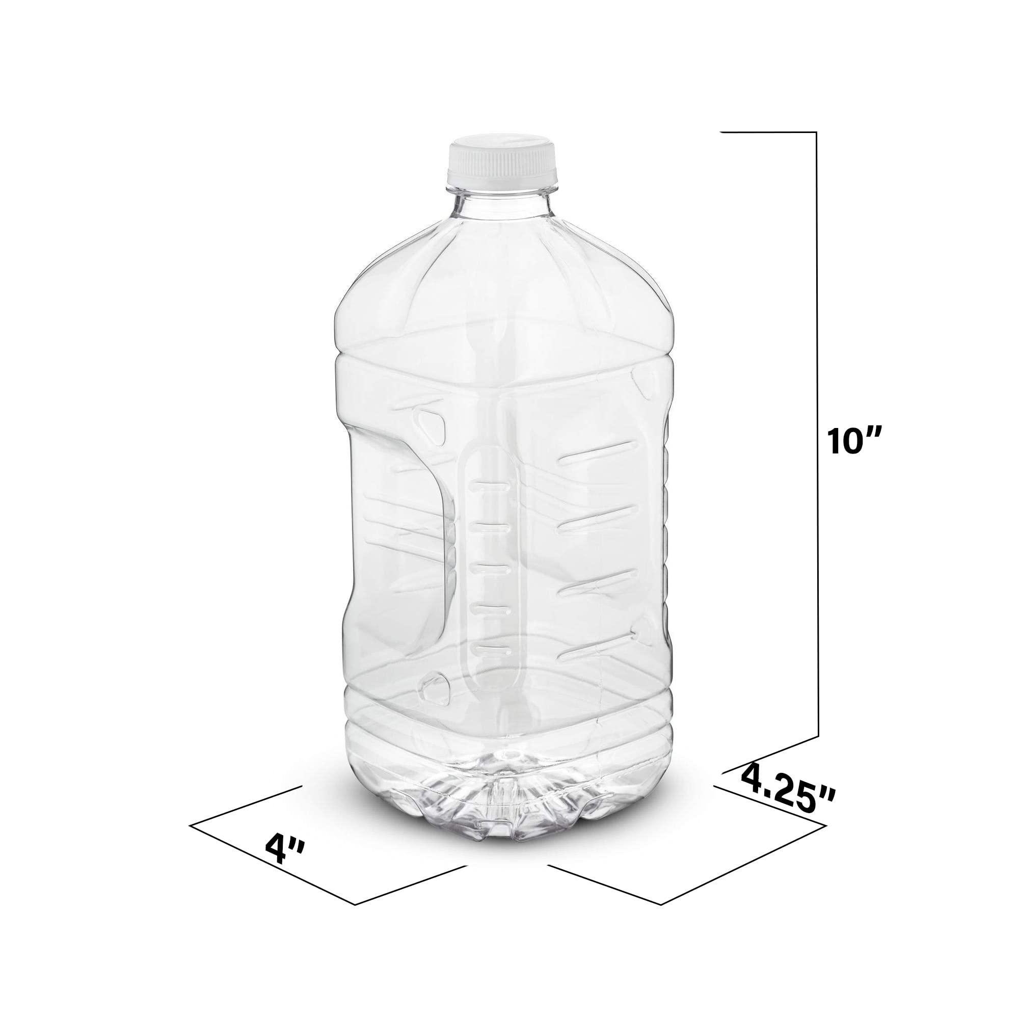 Mt Products 64 Oz Empty Clear Pet Plastic Juice Bottles With Tamper Evident Caps Set Of 4 Bottles And 4 Caps - Made In The Usa