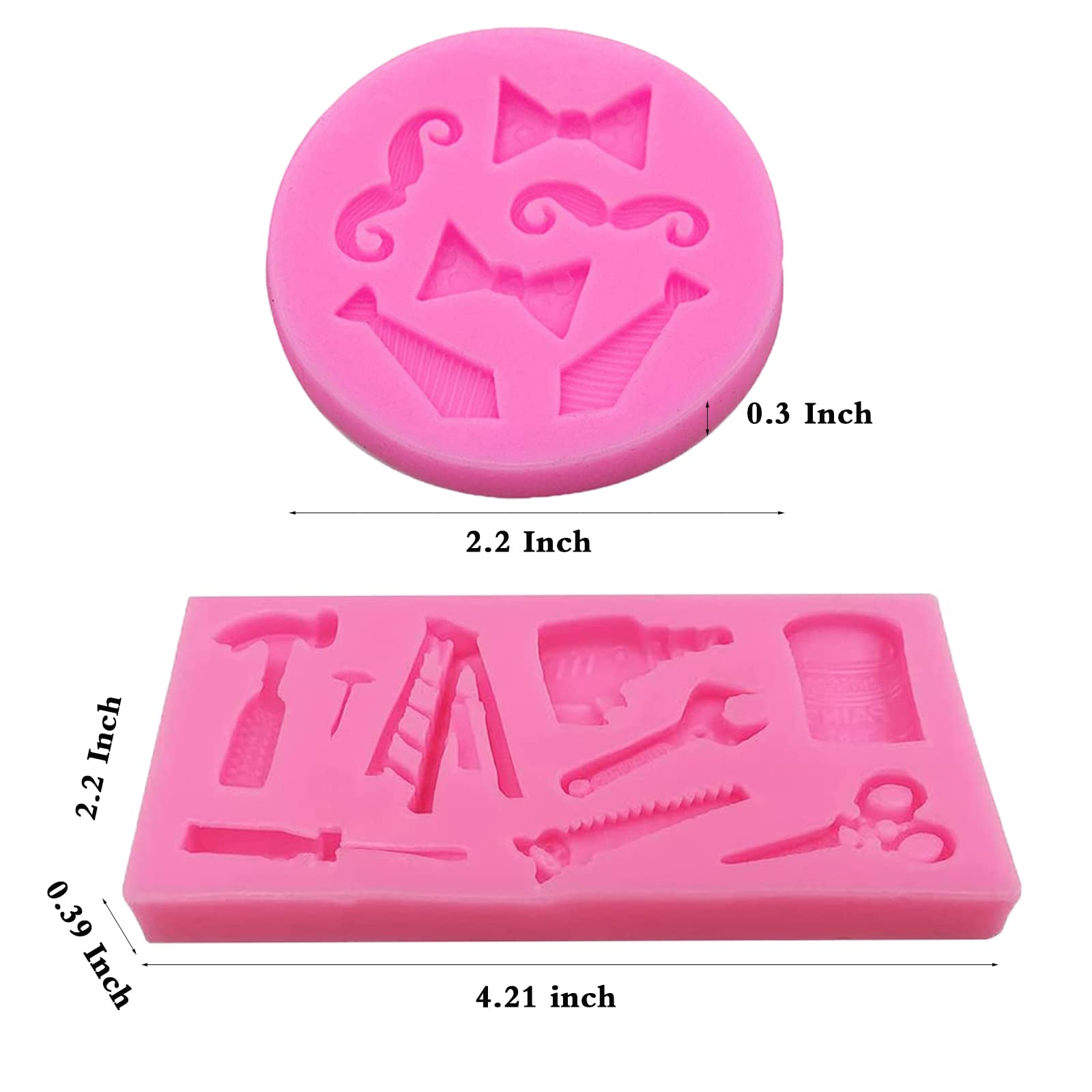 3 Pcs Mini Silicone Fondant Cake Mold, Father'S Day Bow Ties Beard Hand Tools Cupcake Fondant Cookies Decorating Mold, 3D Sugar