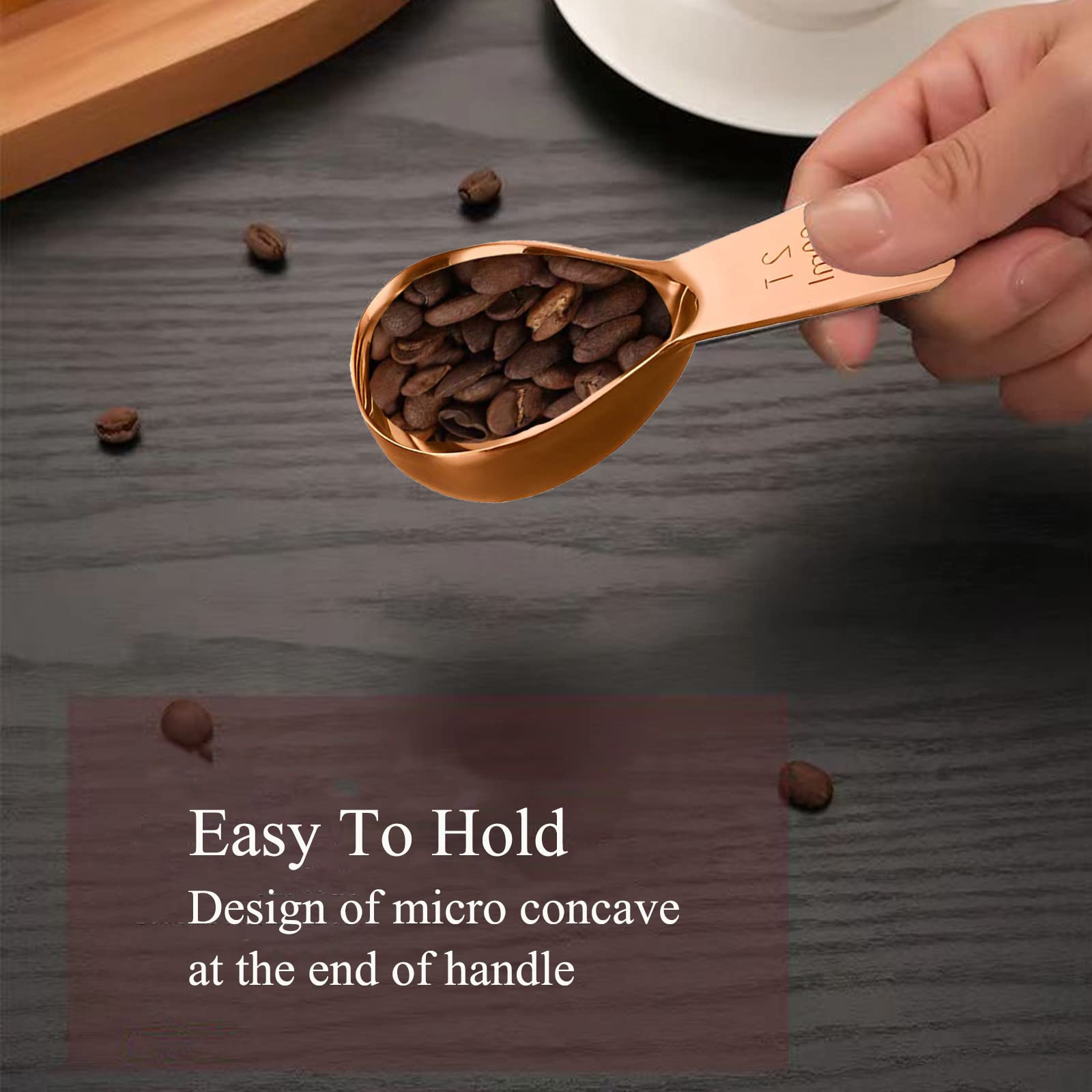 Measuring Spoon Coffee Scoop 2 Tablespoon Reusable 18/8 Stainless Steel Titanium Plating Good Size For Coffee Canister Easy To S