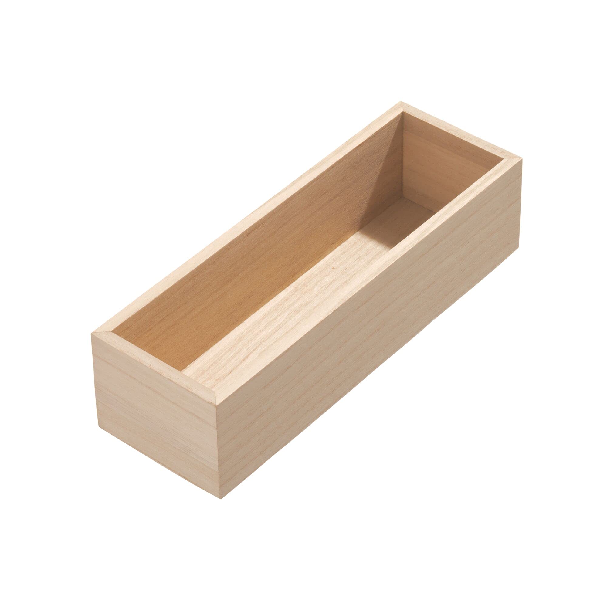 iDesign Renewable Paulownia Wood Collection Drawer Organizer Bin, 3.3'' x 10'' x 2.5'', Natural
