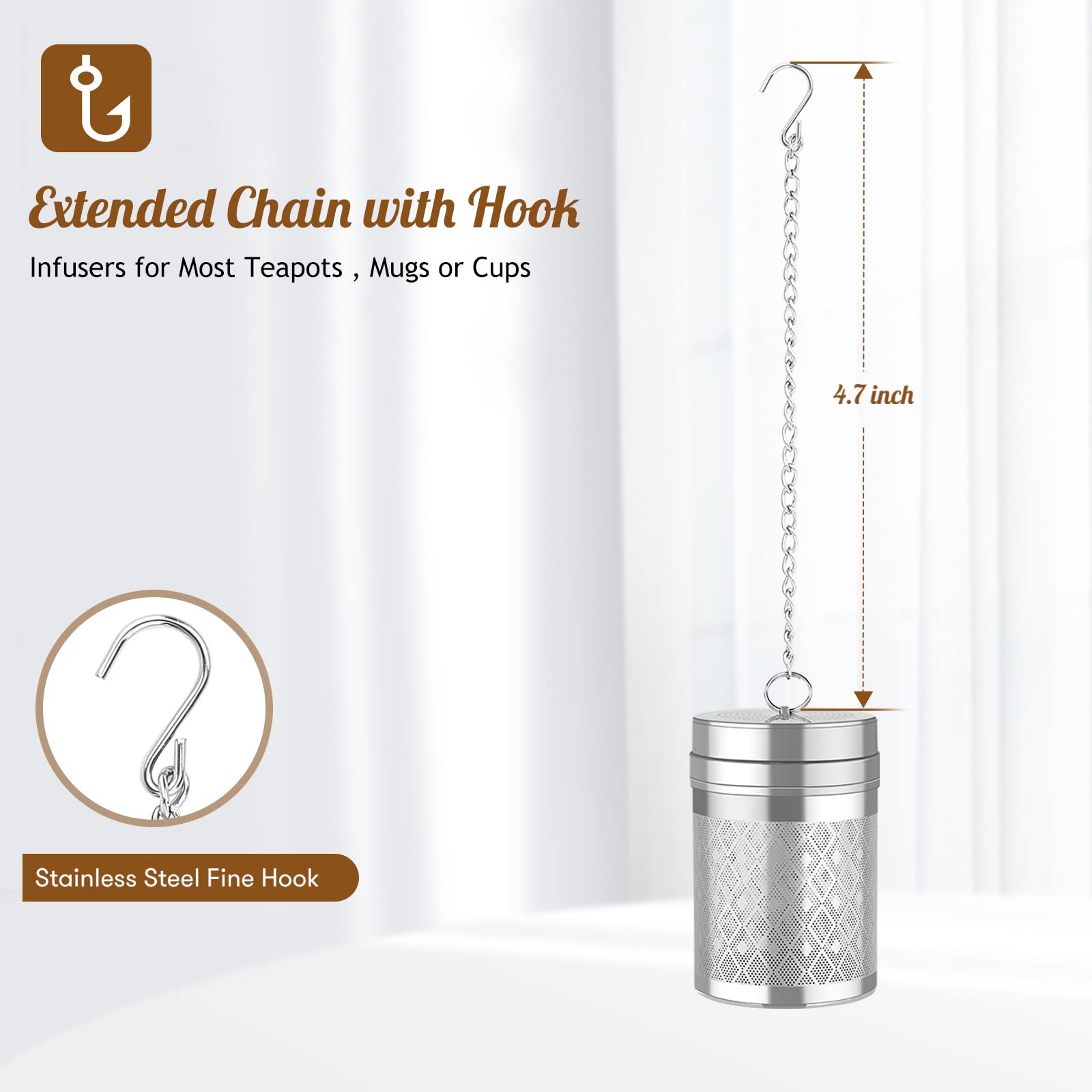 Tea Infusers for Loose Tea  18/8 Stainless Steel Tea Strainer Set  Extra Fine Mesh Tea Steeper for Brew Tea  Spices & Seasoning