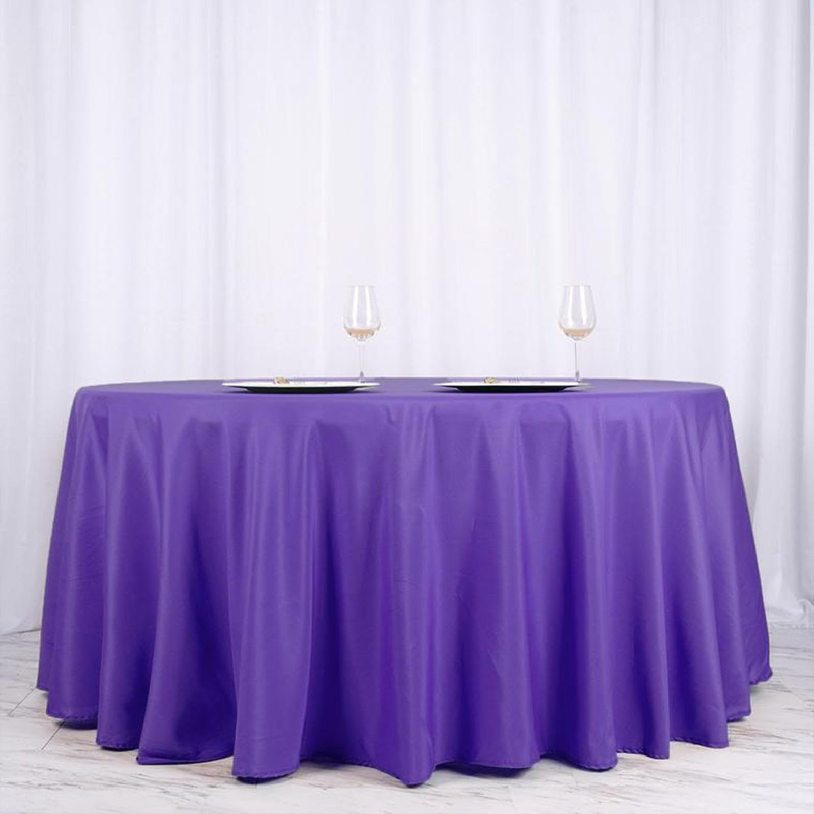 Balsacircle 120 Inch Purple Round Tablecloths Fabric Table Cover Linens For Wedding Party Polyester Reception Banquet Events Kit