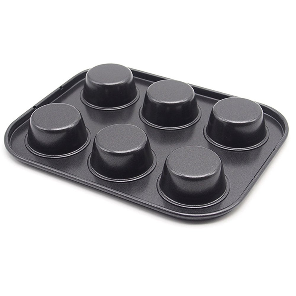 Hytk Muffin Pan 6 Cup Cupcake Baking Pan No Stick Carbon Steel Easy Clean