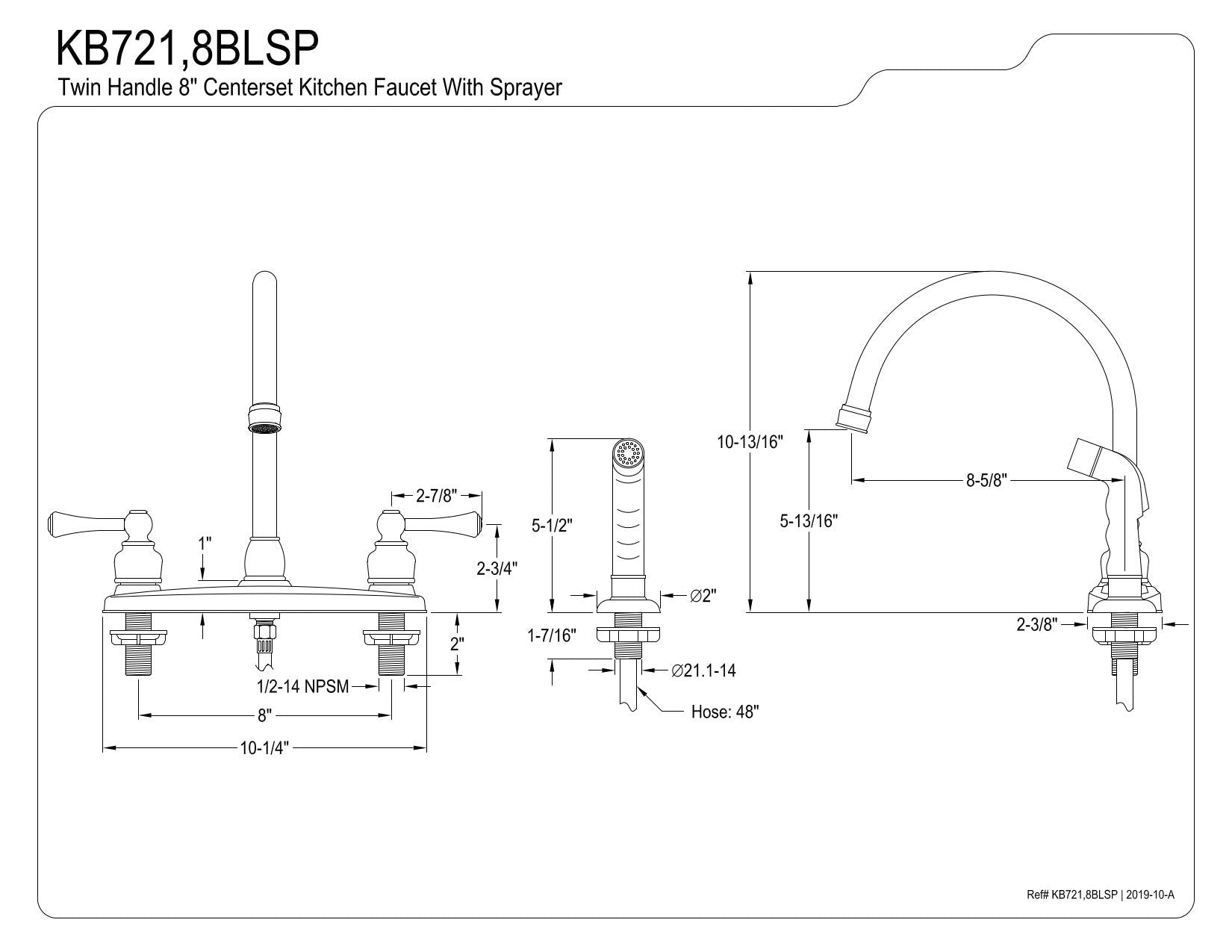 Kingston Brass KB721BLSP 8-Inch Centerset Kitchen Faucet  Polished Chrome