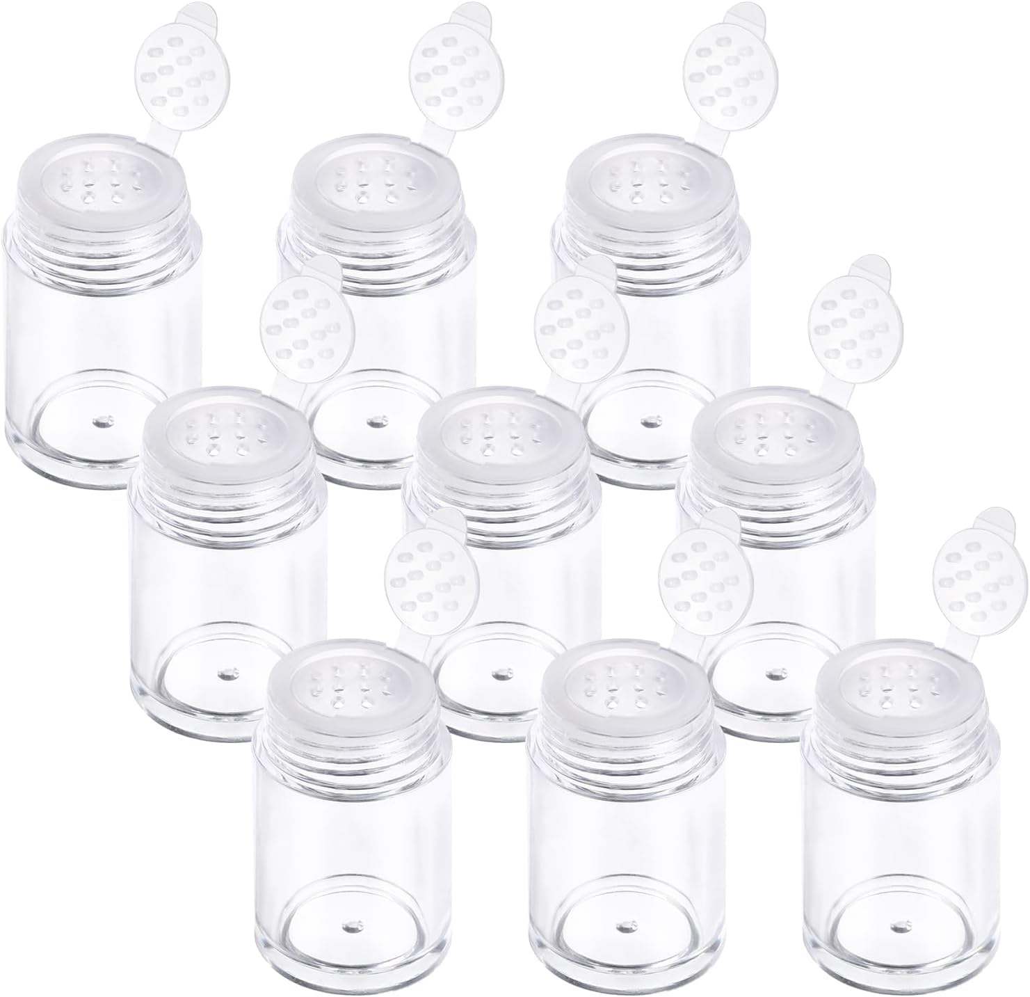 10 Pcs Plastic Loose Powder Jar  10 ml Clear Cosmetic Glitter Powder Bottle Baby Powders Container with 12 Holes Sifter and Lid
