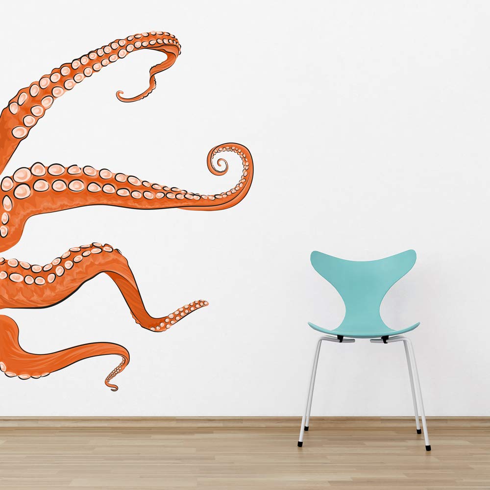 Wallums - Octopus Tentacles Printed Wall Decals For Bathroom, Ocean Murals Peel And Stick, Repositionable Underwater Decals For