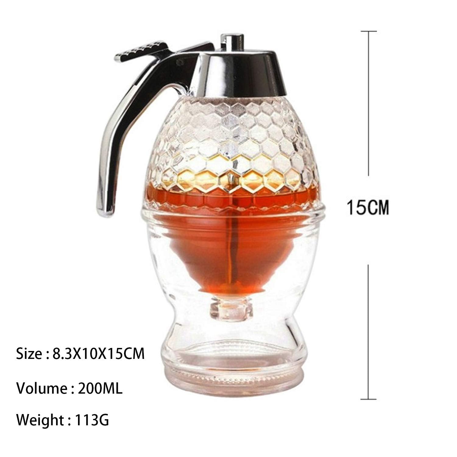 Squeeze Honey Dispenser,Plastic No Drip Maple Syrup Dispenser,Juice Jar Container Bee Drip Dispenser, Honey Pot With Stand,200Ml