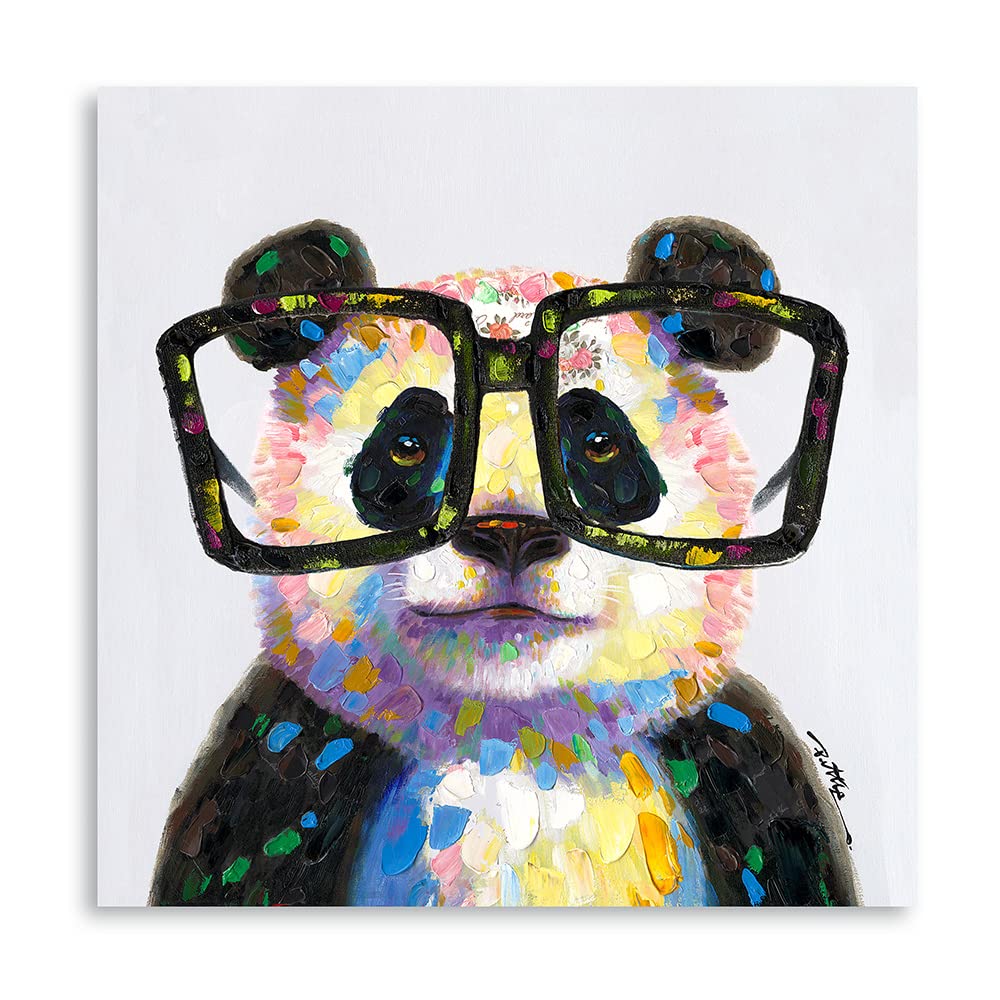 Yidepot Cute Panda Canvas Wall Art: Wall Decor Animals Themed For Kids' Bedroom Nursury Poster Bathroom Wall Painting 20''X20''