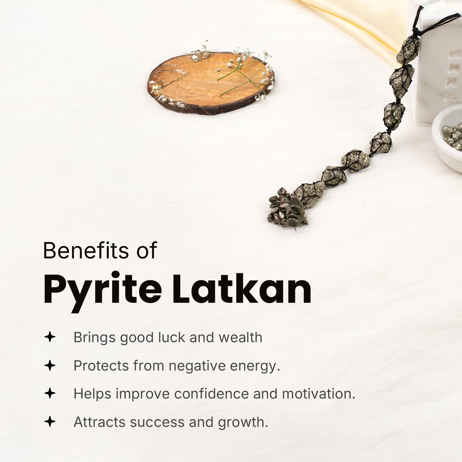 Astrotalk Pyrite Latkan Wall Hanging 22cm | Vastu Wall Decor Item with Natural Pyrite Stone | for Wealth, Protection & Positive Energy | Home Decor for Living Room, Bedroom & Mandir