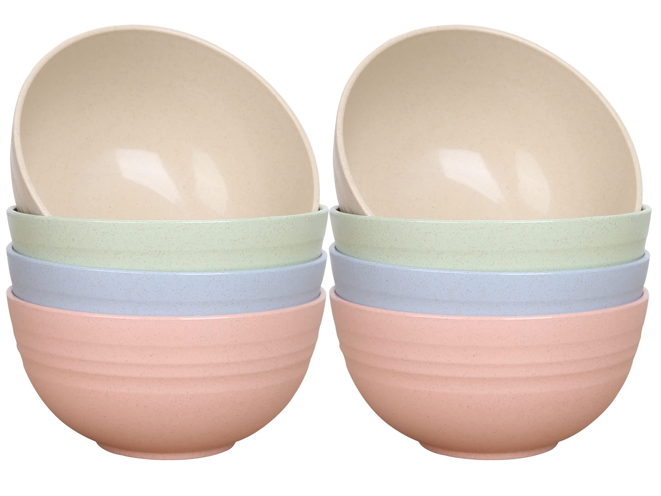 Luckyzone Unbreakable Cereal Bowls (8 Pcs) - 24 Oz Reusable Wheat Straw Bowl Sets For Cereal, Soup & Rice - Dishwasher & Microwa