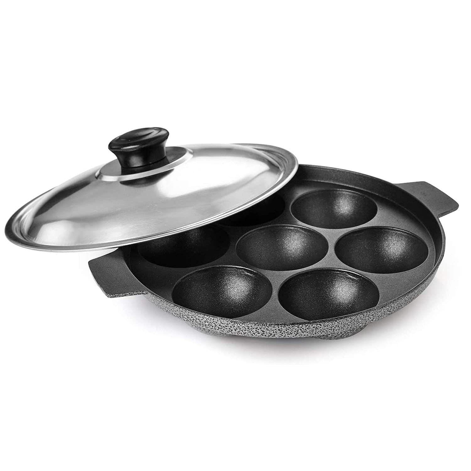 G & D Non Stick Appam Pan Appam Maker 7 Pits Appam Maker Appam Pan Patra Non Stick Appam With Stainless Steel Lid