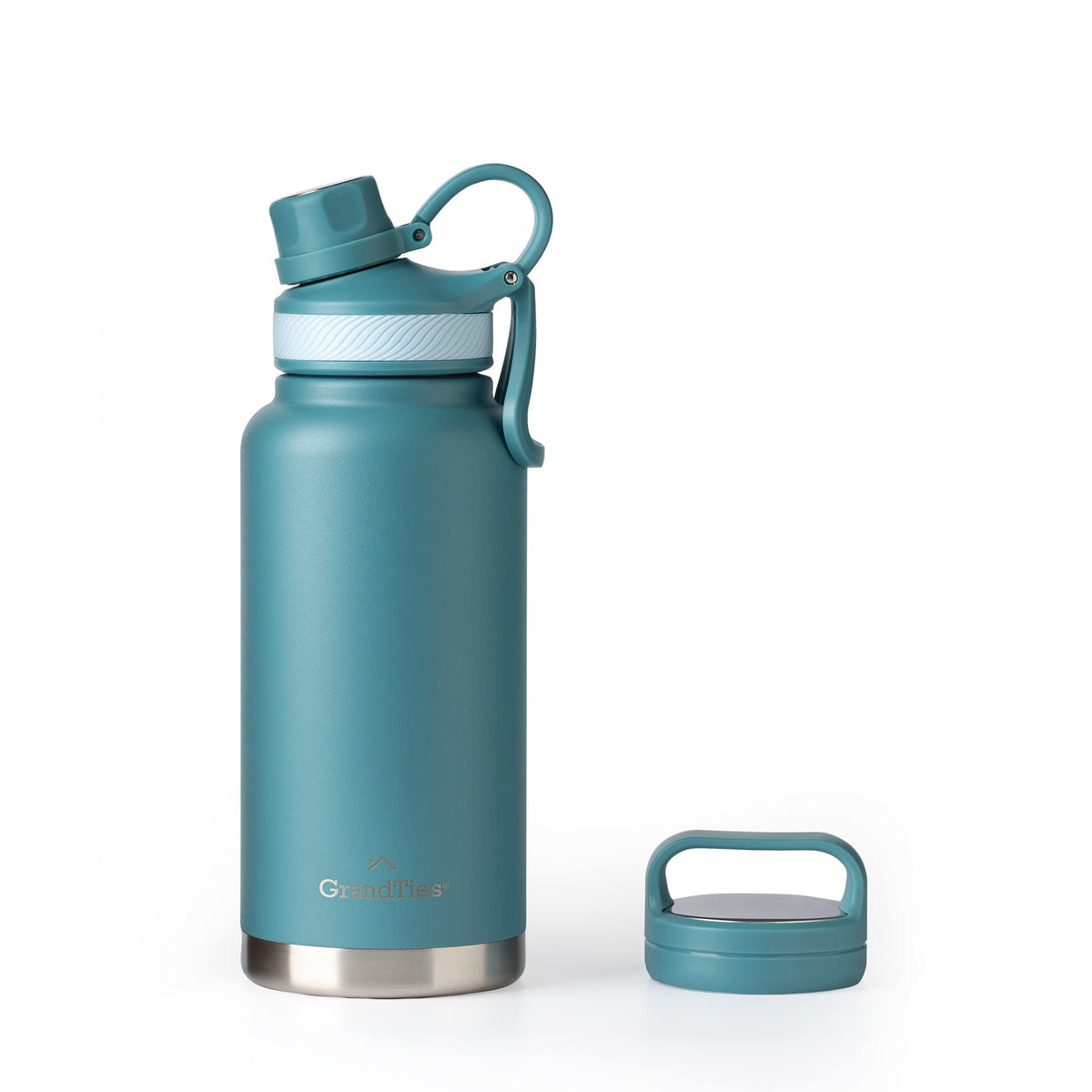 Grandties 2 Lids Sports Stainless Steel Water Bottle- 32Oz, Reusable Wide Mouth Vacuum Insulated Water Bottles, Travel Metal Can