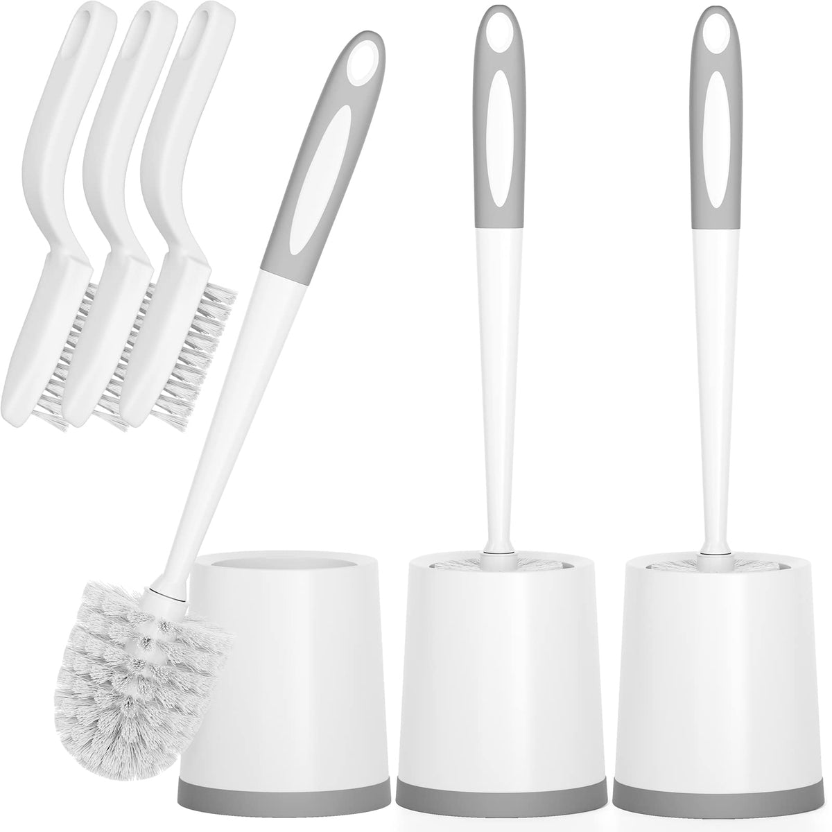 Holaloha Toilet Brush, 3 Pack Toilet Brushes For Bathroom With Holder, Bathroom Accessories Toilet Bowl Brush With 3 Clean Brush