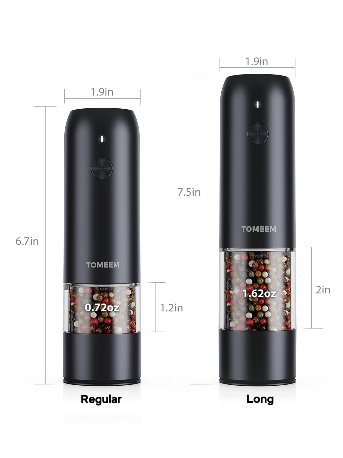 [Upgraded Larger Capacity] Electric Salt And Pepper Grinder Set Rechargeable With Led Lights - Stainless Steel Automatic Pepper