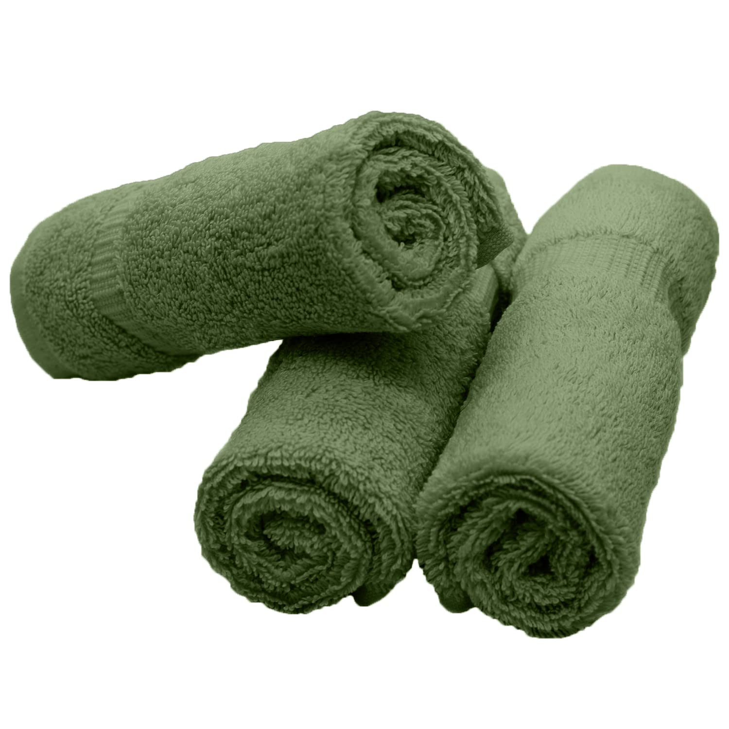 Luxury Hotel & Spa Collection  100% Turkish Cotton 700 GSM Cloth  for Body wash  Makeup Remover & Facial Cleaning  Baby  face  Dobby Border Soft washcloths Towel Set 13'' X 13''  Moss  Set of 12