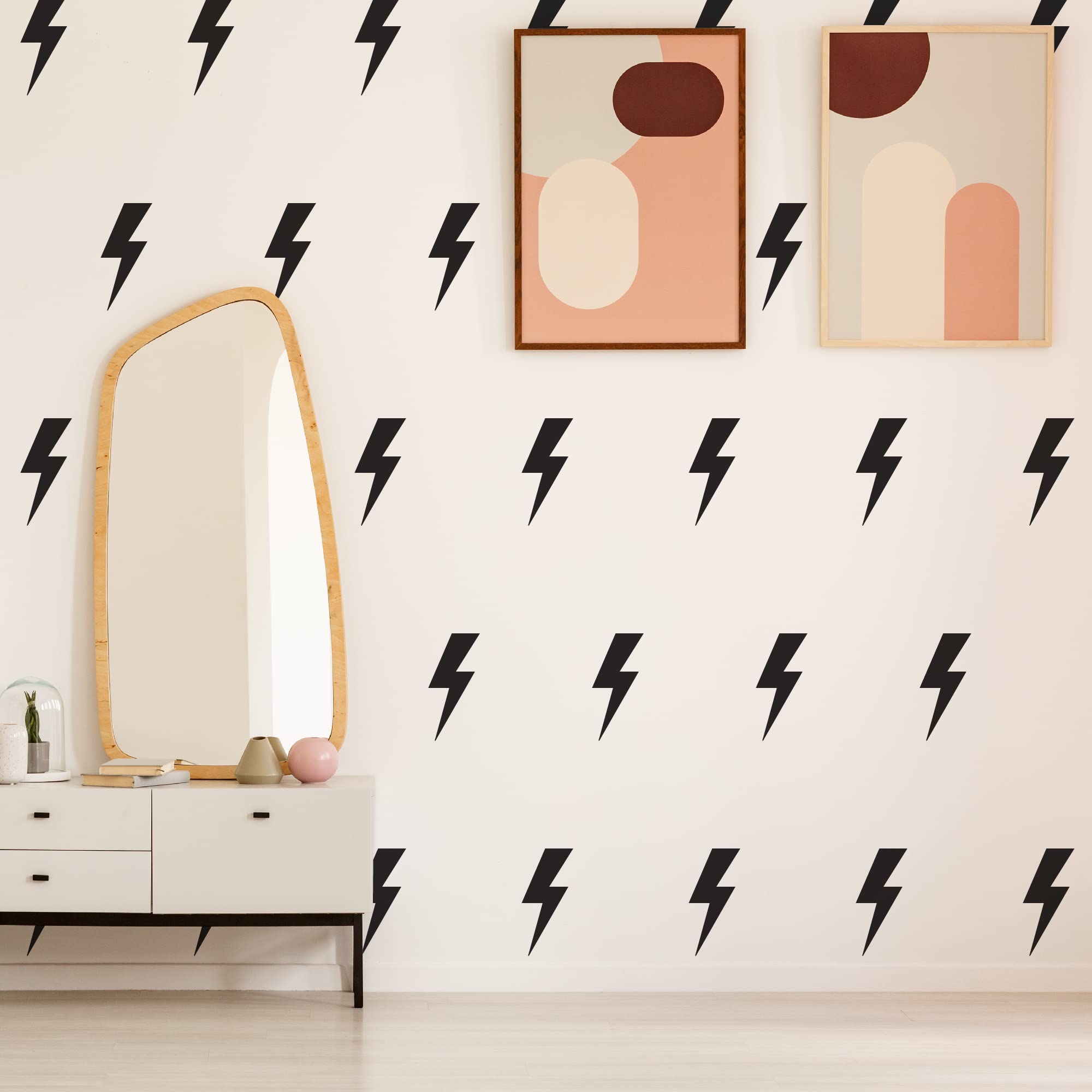 Shyjshyj Large Black Vinyl Lighting Bolt Wall Decals, Peel And Stick Modern Thunder Stickers For Teens Boys Girls Students Bedro