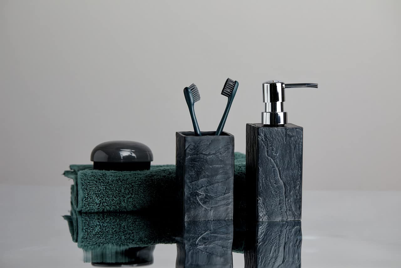 Wenko Slate Rock Soap Dispenser, Refillable Hand Soap Dispenser For Bathroom, Countertop Dispenser Suitable For Liquid Hand Soap