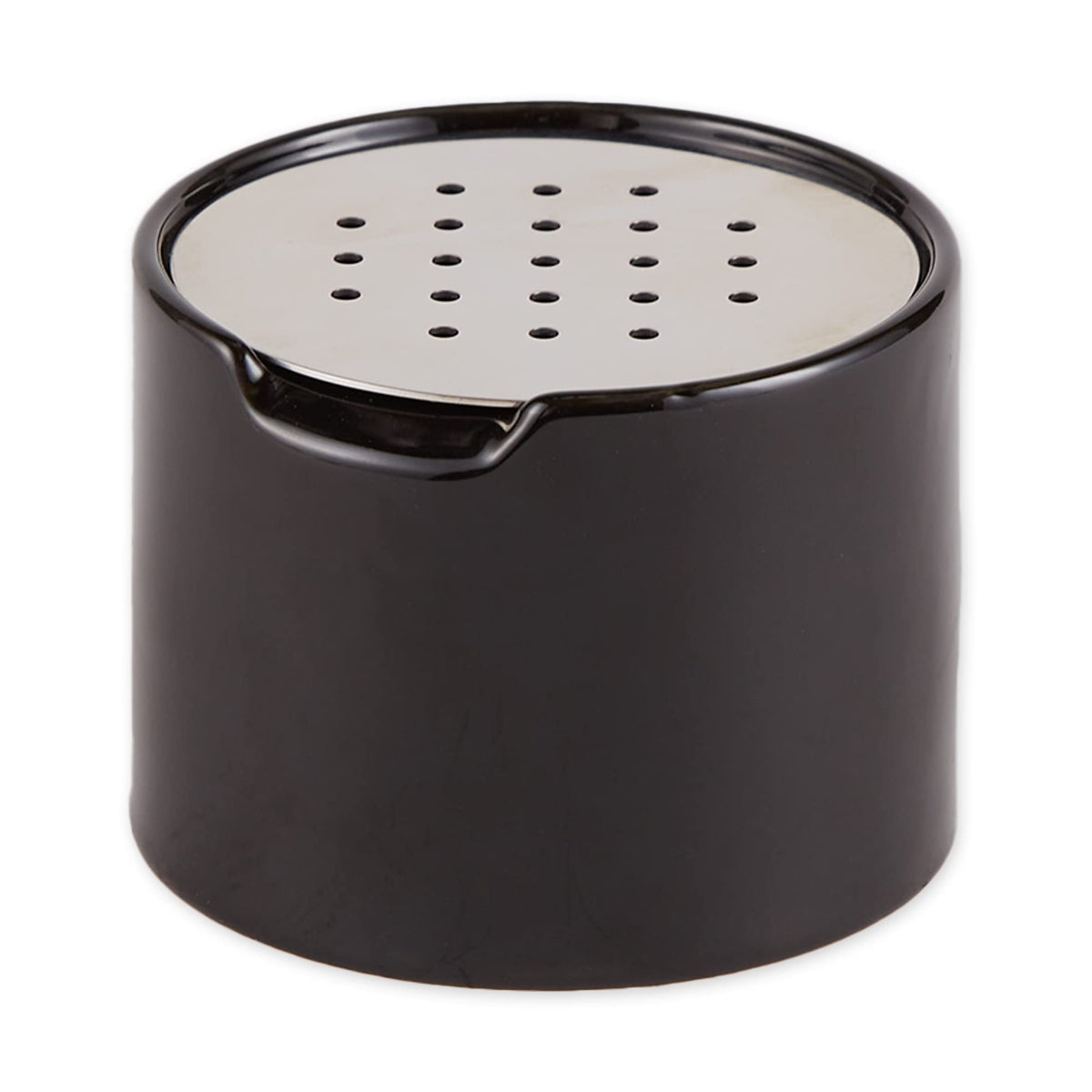 Rsvp Endurance Kitchen Collection Ceramic Fruit Fly Trap, Stainless Steel Lid, Dishwasher Safe, 3.25X3.5X4 Inch, Black