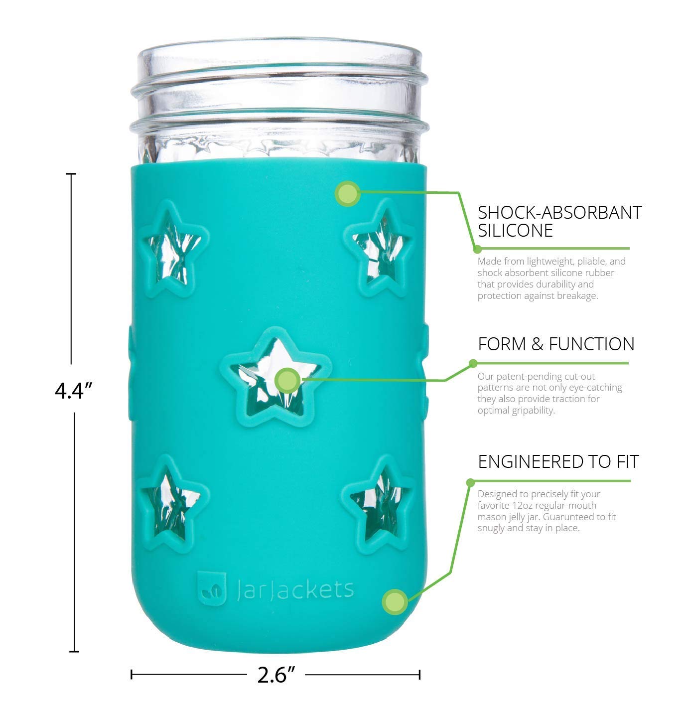 Jarjackets Silicone Mason Jar Protector Sleeve - Fits 12Oz Jelly Jars (4, Multicolor)