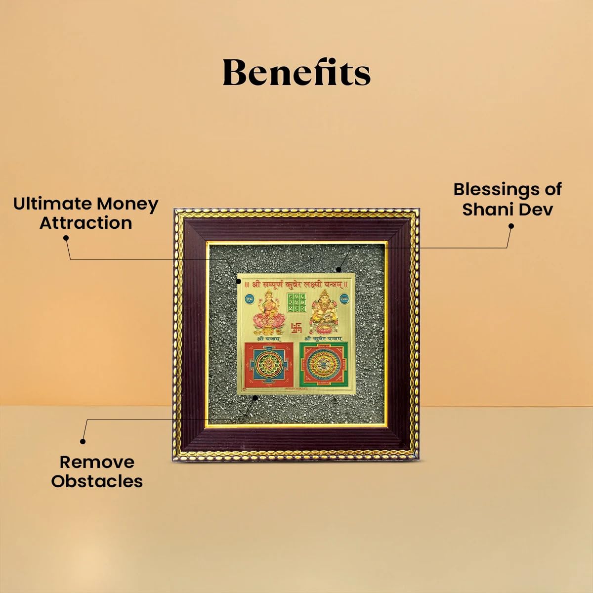 Astrotalk Lakshmi Kuber Yantra on Raw Pyrite Frame | Pyrite Attracts Money, Yantra Brings Wealth | Invoke Laxmi & Kuber for Blessings & Stability | Vastu items for Home & Office | 19x19x1 cm | 1 Piece