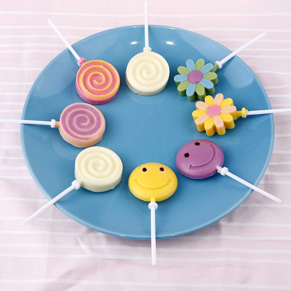 Webake Silicone Lollipop Mold With Sticks 2 Pack Hard Candy Lollipop Sucker Mold Chocolate Molds Flower Shaped (European Food Gr