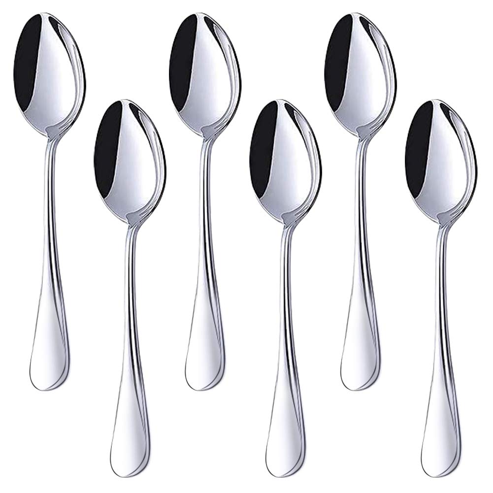 Hansgo Teaspoons Stainless Steel, 6 Piece Dinner Spoons Set 6.7 Inches Dessert Spoons Use For Home, Kitchen Or Restaurant