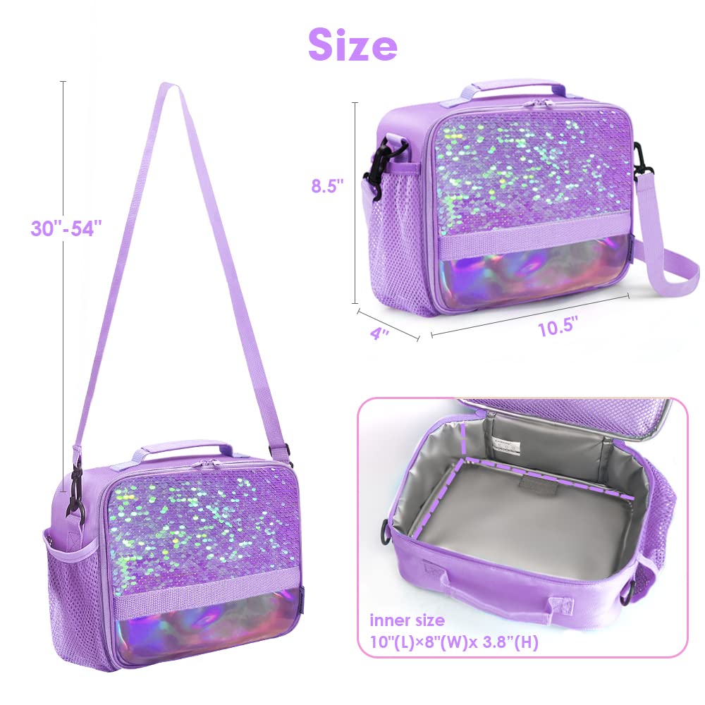 Kids Lunch Box Insulated Kids Lunch Bag,Lunch Box For Girls With Strap And Bottle Holder,Lunch Box For Kids, Toddler Lunch Box W