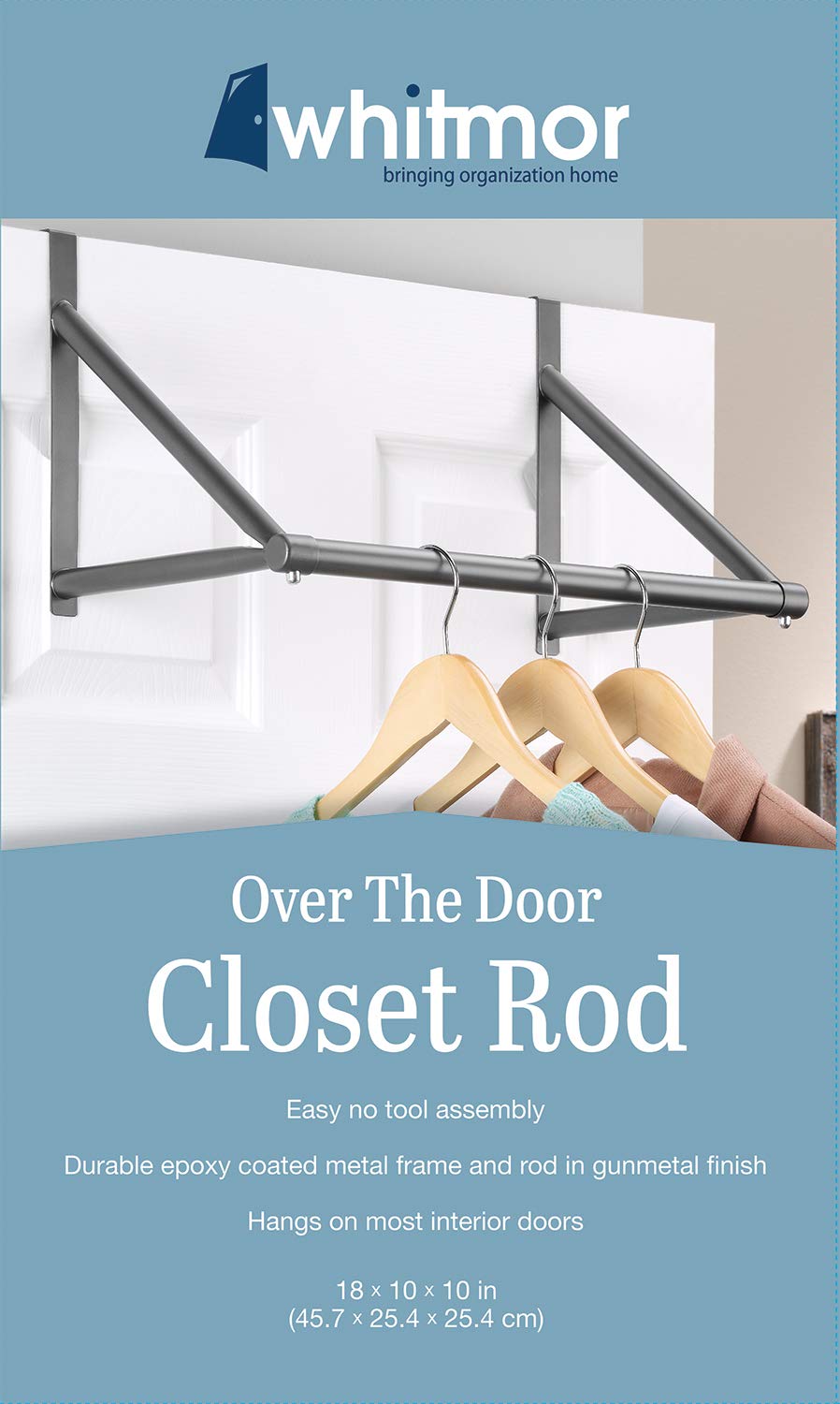 Whitmor Door Closet Rod, Gunmetal