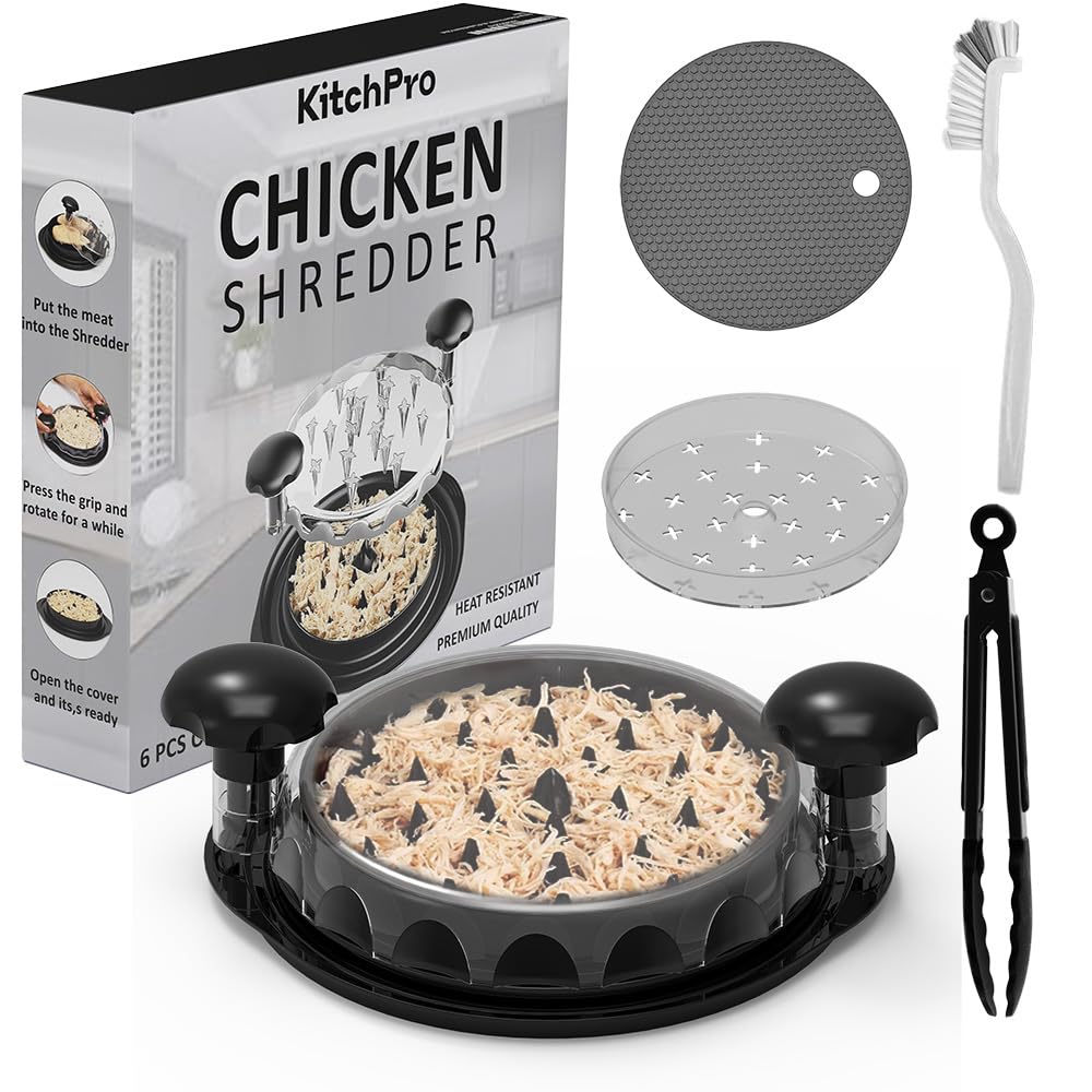 Chicken Shredder Tool - Large Twist Shredder For Chicken, Pork & Beef - Ergonomic Handle, Anti-Slip Base, Bpa-Free, Includes Cle