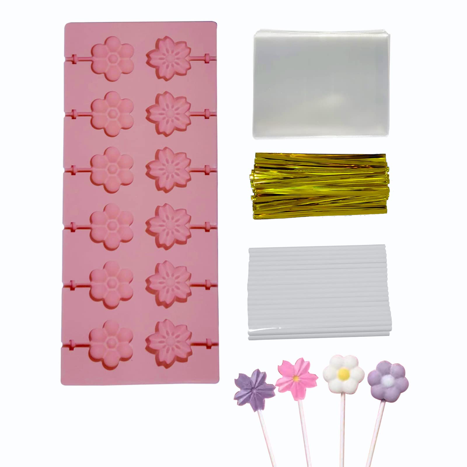 Hlcm Silicone Flower Lollipop Mold - Chocolate Lollipop Mold Can Be Used To Make A Variety Of Handmade Candies Such As Chocolate