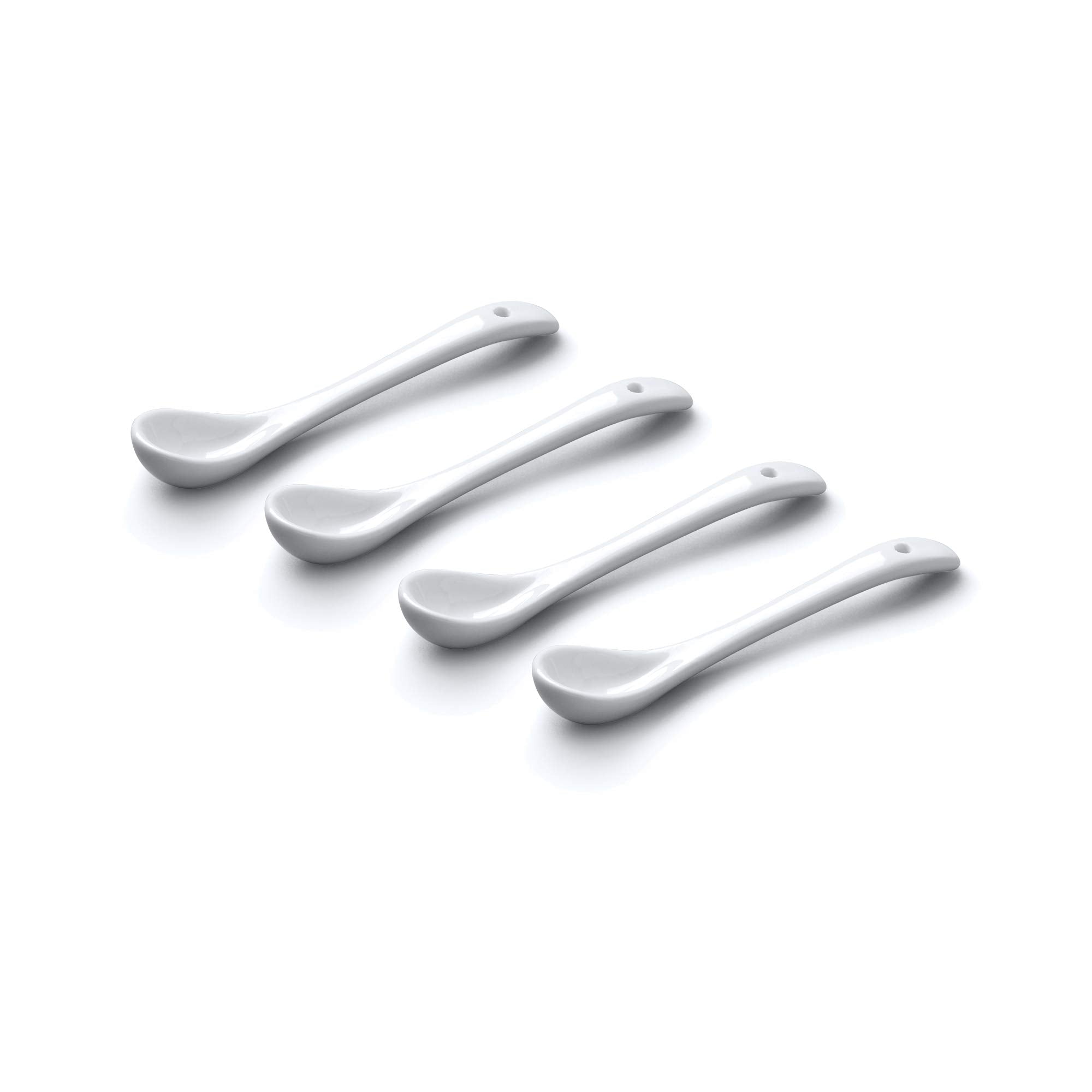 Wm Bartleet & Sons 1750 Tset152 Set Of 4 Small Traditional Porcelain Salt, Condiment And Spice Spoons (10Cm) - White