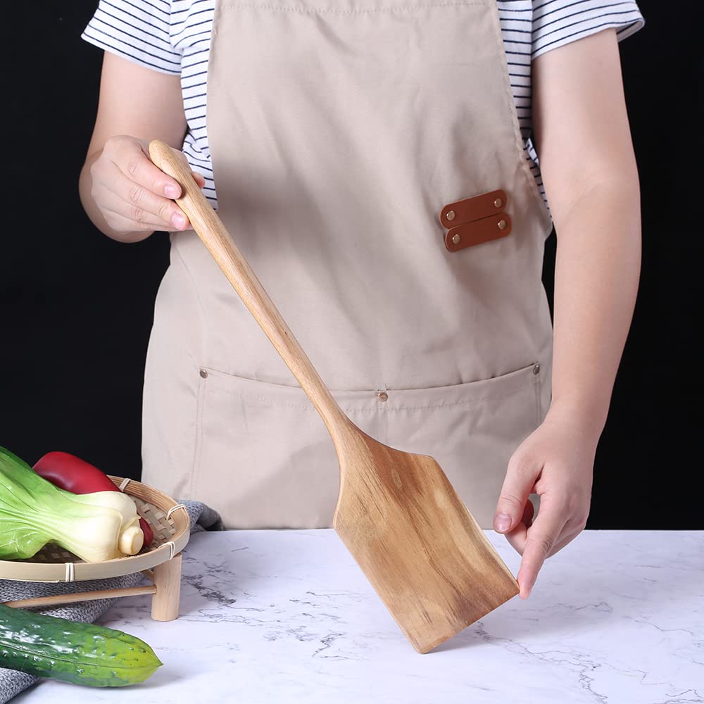Big Wooden Spatula For Cooking, Giant Wood Shovel Scraper Utensil For Large Cast Iron, 17-Inch Kitchen Spatula Flat Multipurpose