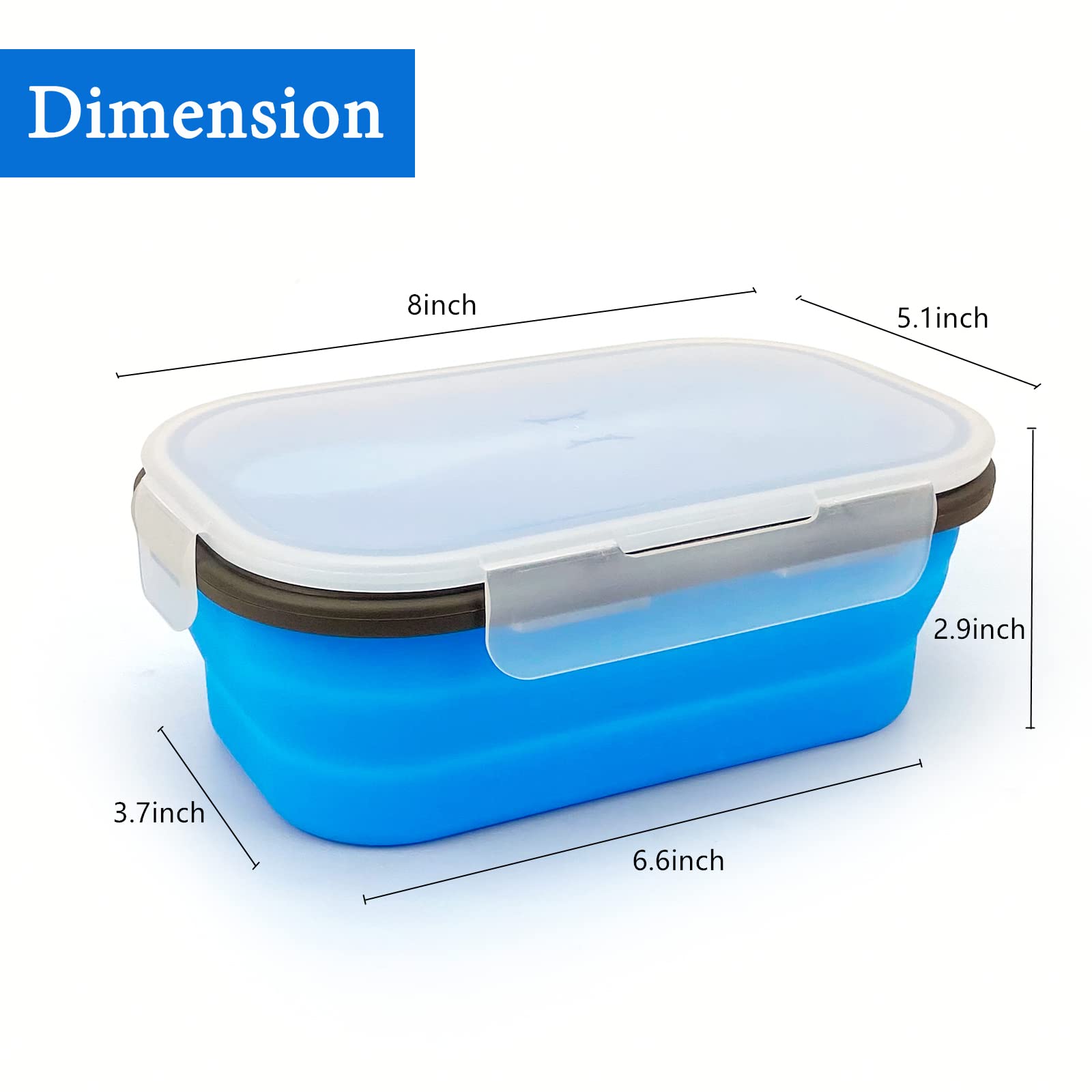 Lunbengo Collapsible Lunch Box Containers, Silicone Bento Box With Airtight Lid And 2 In1 Spoon & Fork, 1000Ml Large Portion Reu