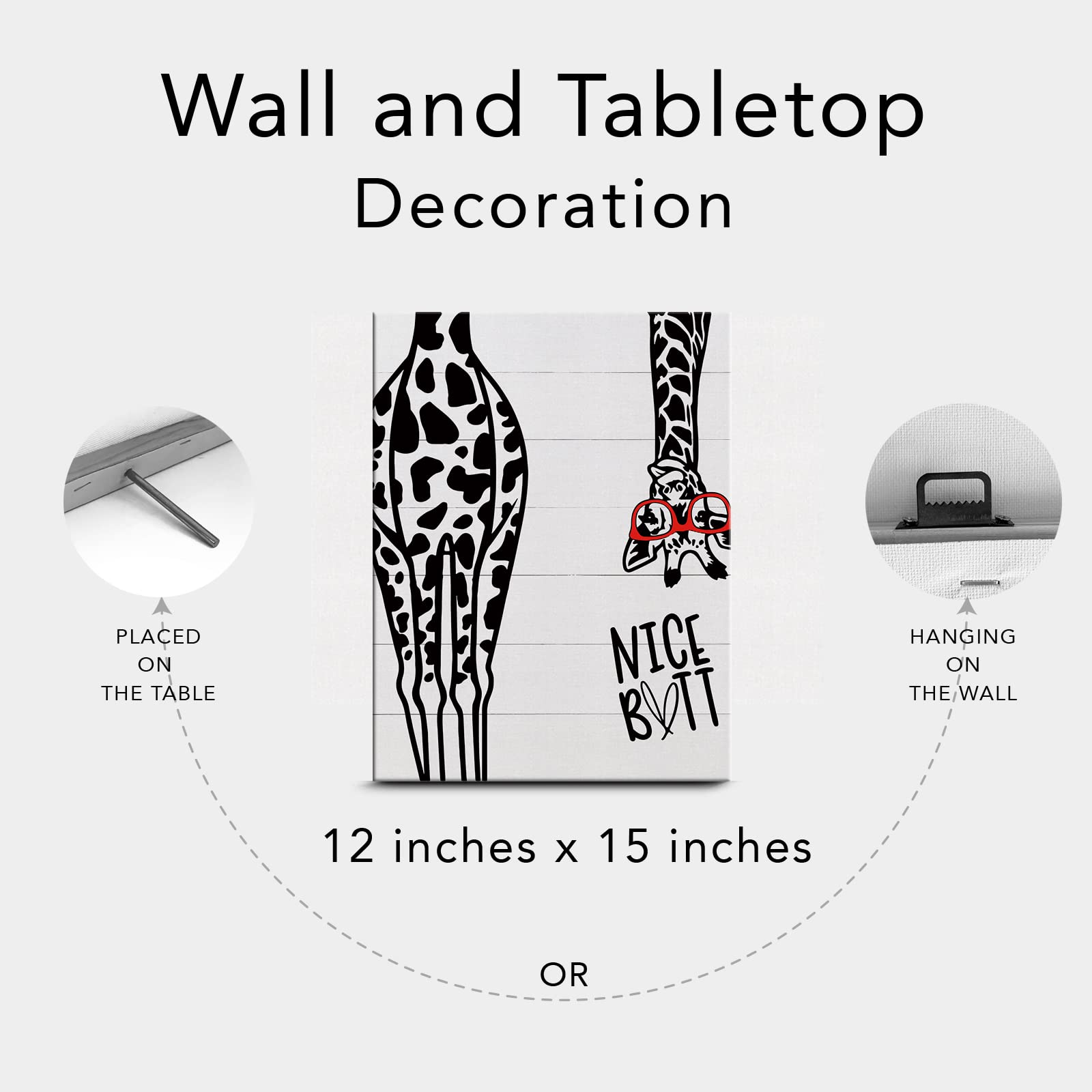 Bathroom Canvas Print Decor Bathroom Quote Giraffe Wall Painting Posters Artwork 12X15 Perfect Home Office Decoration (Framed)