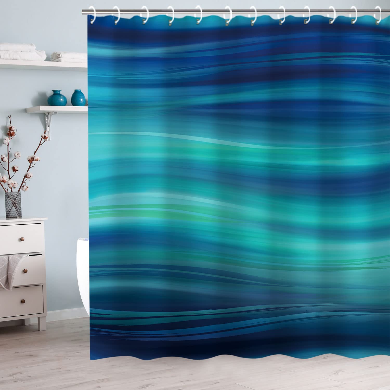 RosieLily Blue Shower Curtain  Marble Shower Curtains  Abstract Shower Curtains Set with 12 Hooks ?eal?hower Curtain  Navy Blue Ombre Striped Bathroom Curtain  72Wx72H