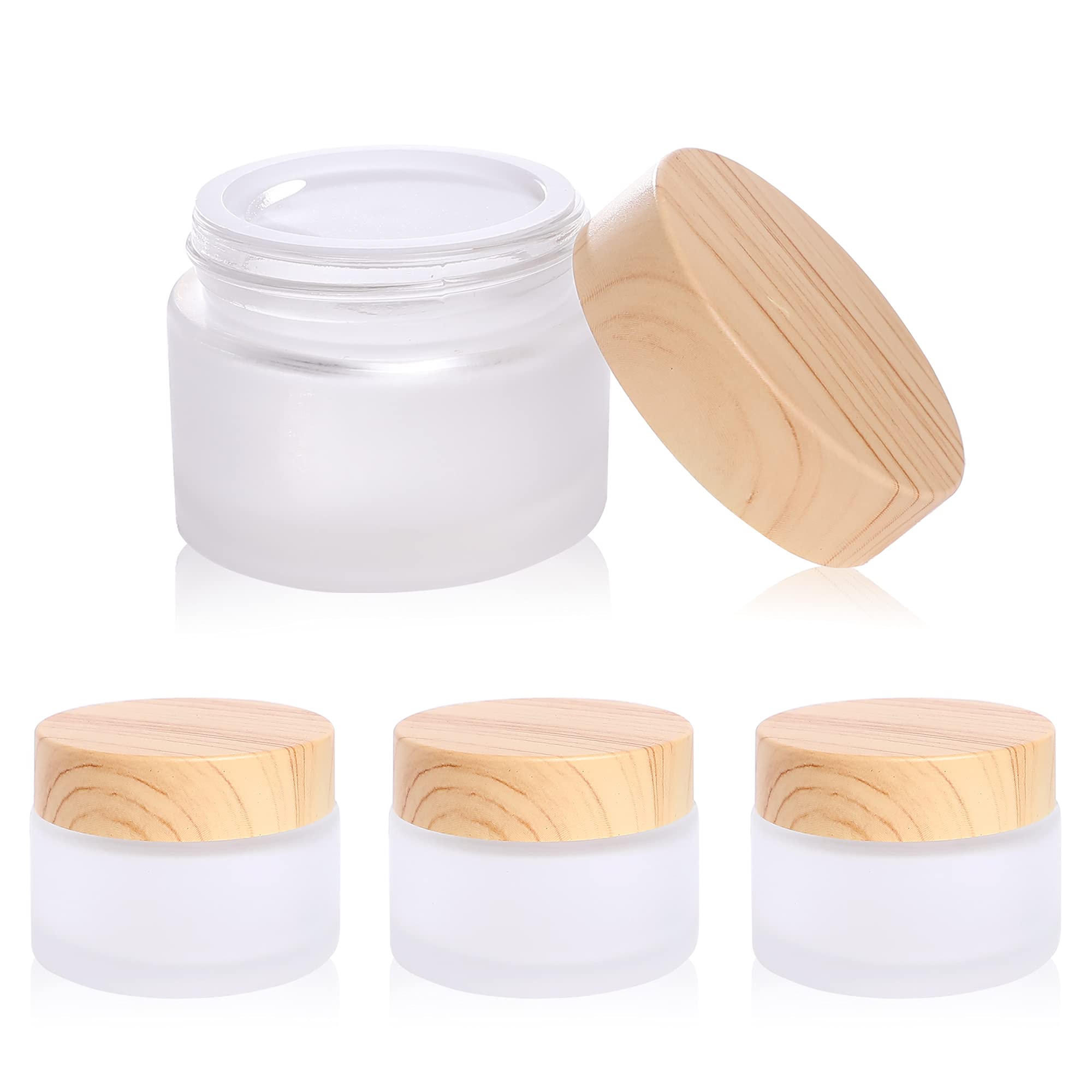 30 Gram/Ml Glass Cosmetic Containers With Lids,Round Frosted Glass Jars With Leakproof Lids,Small Empty Glass Sample Jars For Ma