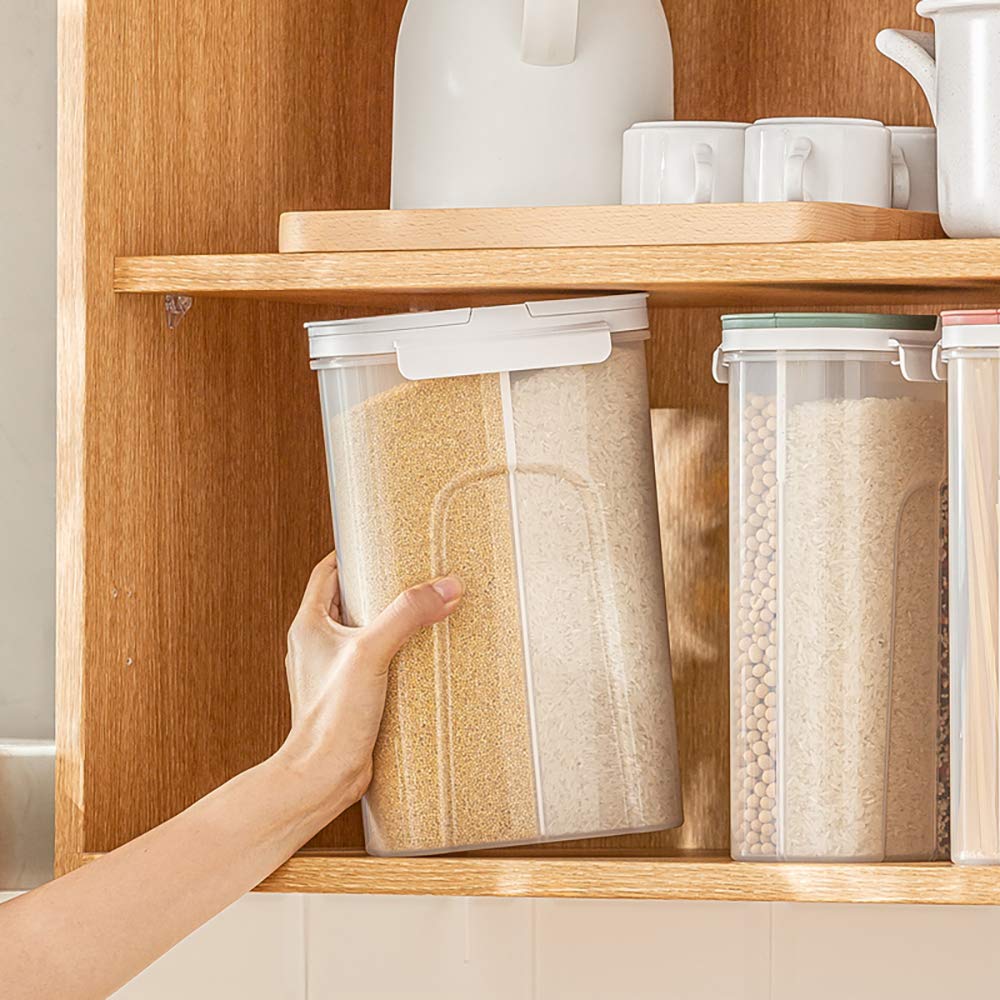 Poeland Storage Jars Canisters With Built-In Partition / 4 Compartments For Spaghetti Pasta Noodles Cereal - White