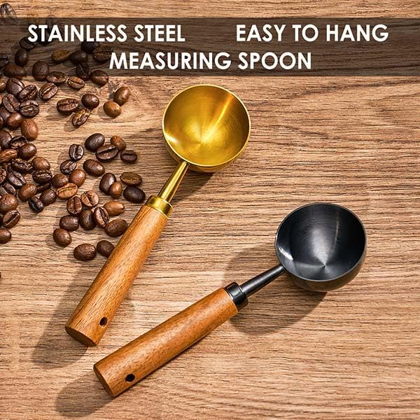 Chebuono Coffee Scoop For Ground Coffee,Coffee Beans And Tea,10G-Measuring Tablespoon-304 Stainless Steel Coffee Spoon With Natu