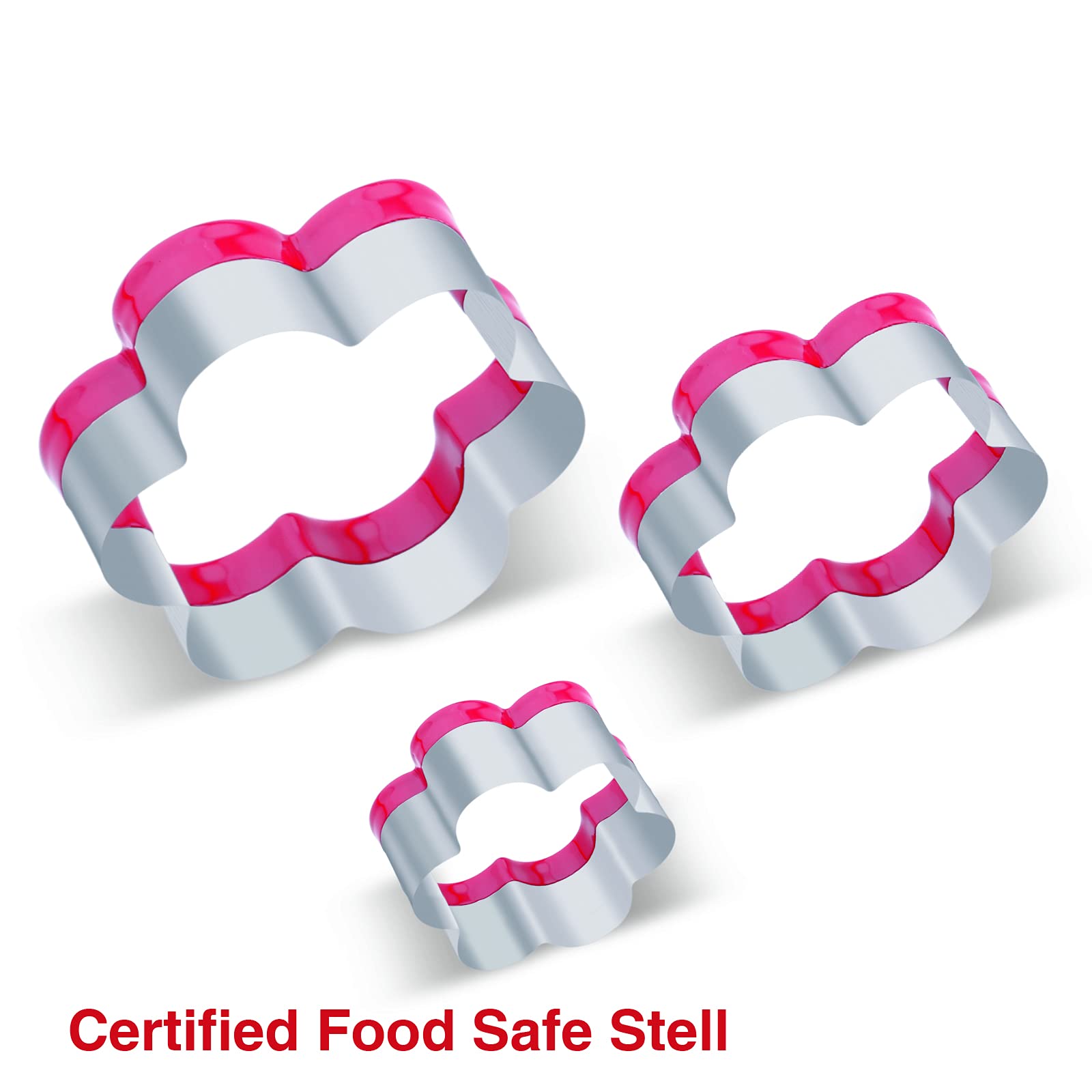 Abokney 3 Piece Flower Cookie Cutters Set,Stainless Steel Cookie Cutter Set For Kids,1.5Inch-3Inch-4Inch Large Pastry Cutter Sha