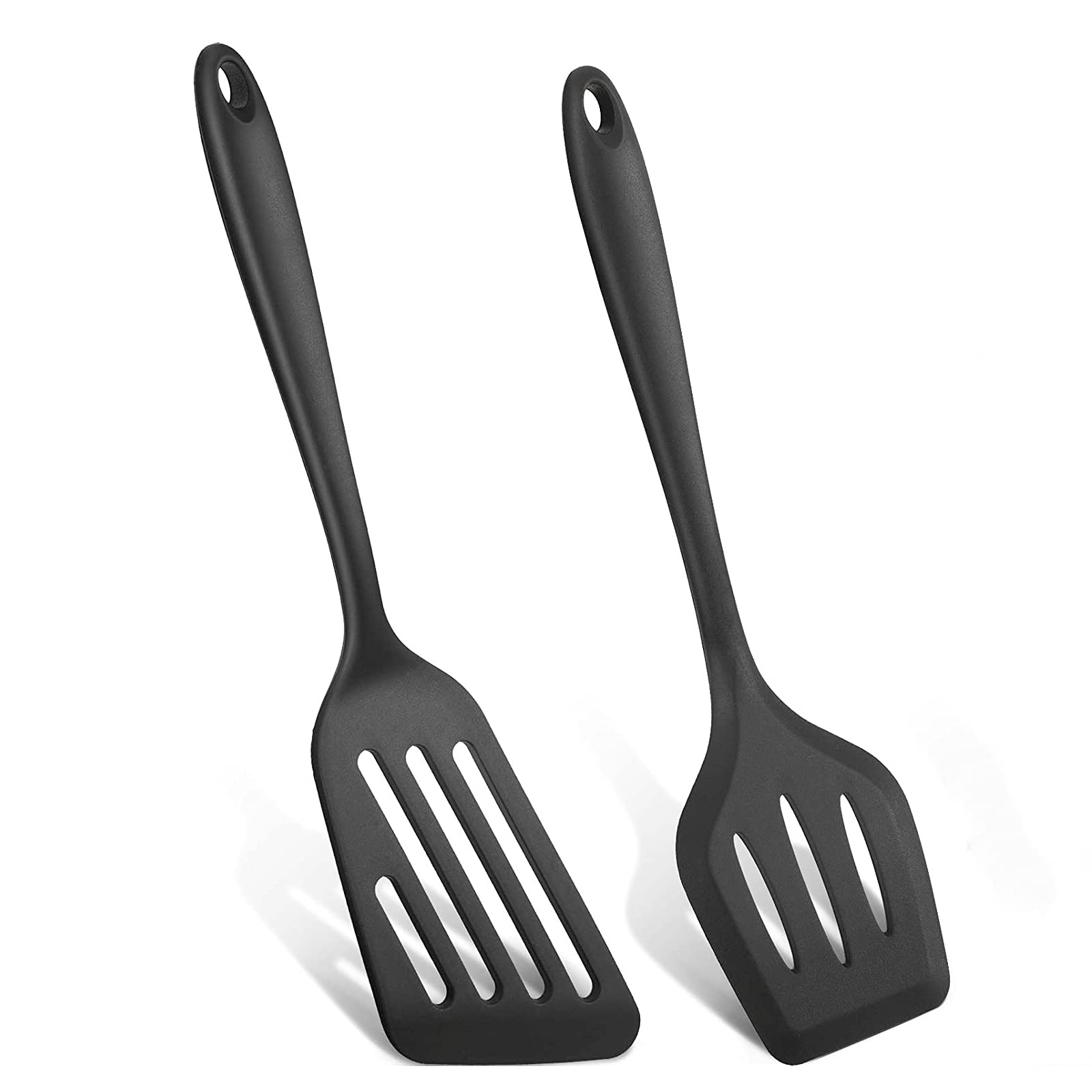P Plus Fire Silicone Spatula Turner Set, 2Pcs HeatResistant NonStick Fish Slotted Spatula Kitchen Utensil Set For Cooking, Bak