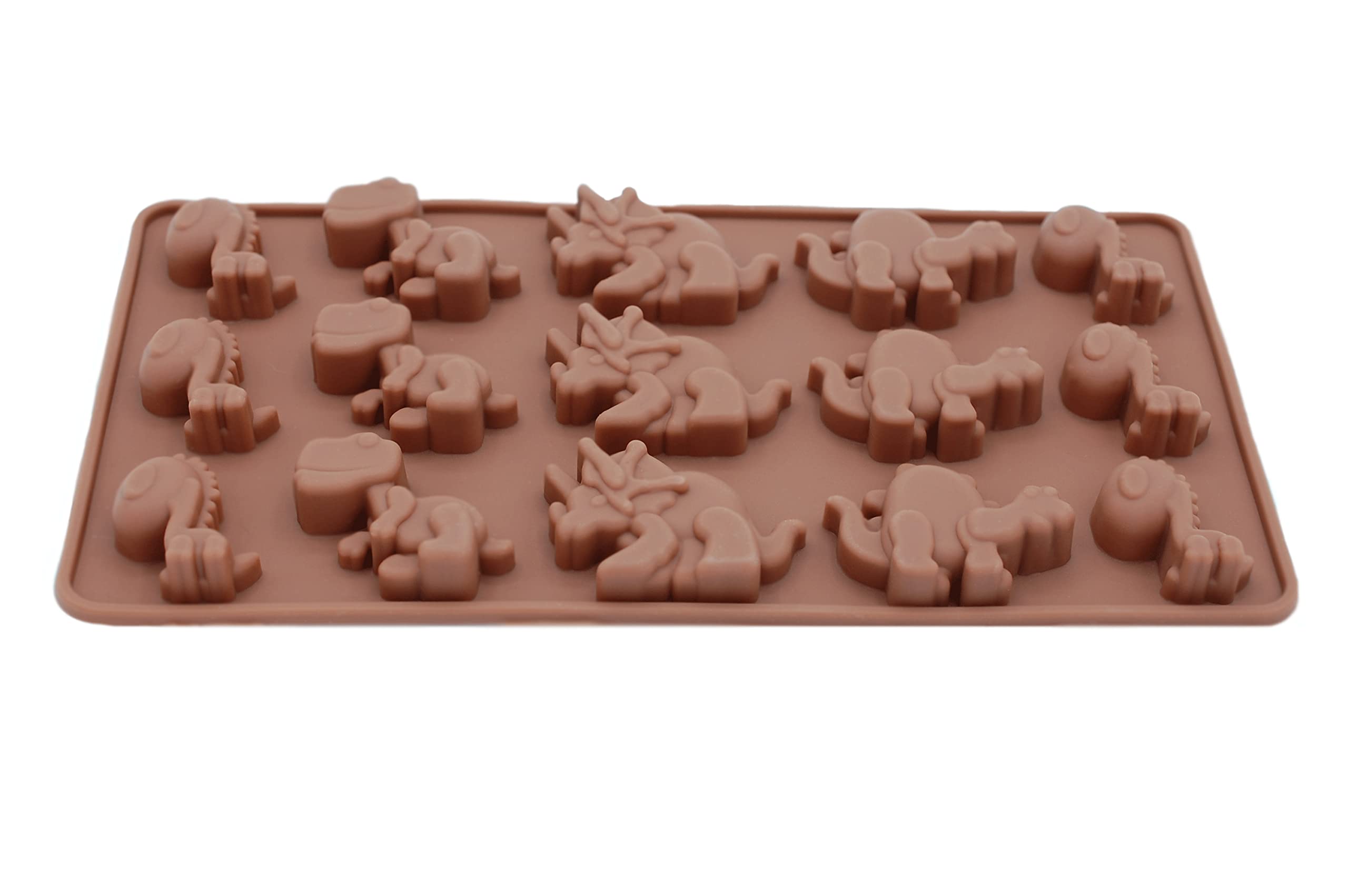 2 Pack Silicone Candy Chocolate Mold Flower Dinosaur Animal Zoo Rose Kids Diy Treats Freezer And Oven Safe (Dinosaur)