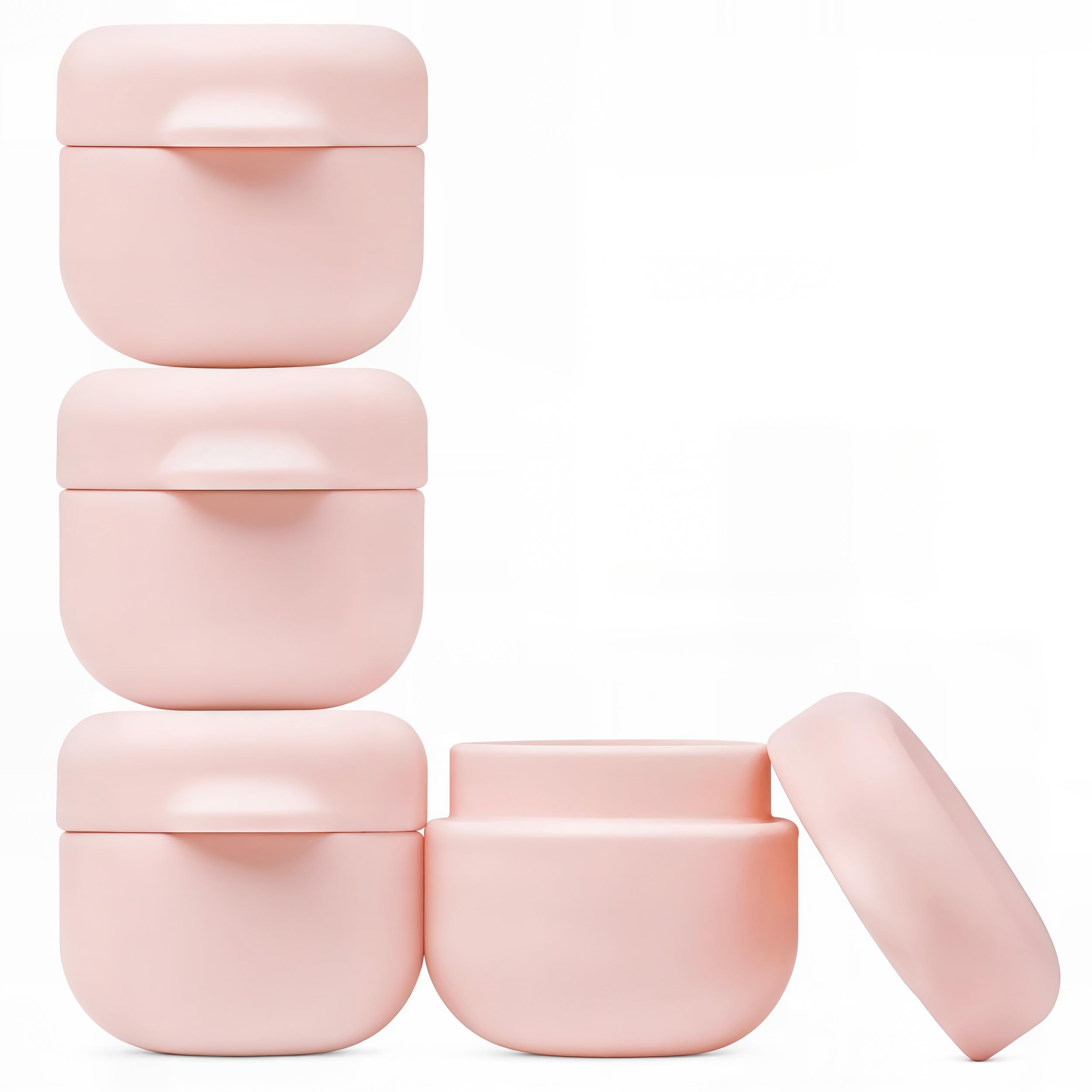 Silicone Travel Containers, 4Pack 1oz (30ml), Refillable Cream Jars, LeakResistant & TSAApproved, BPAFree, Wide Opening Desi