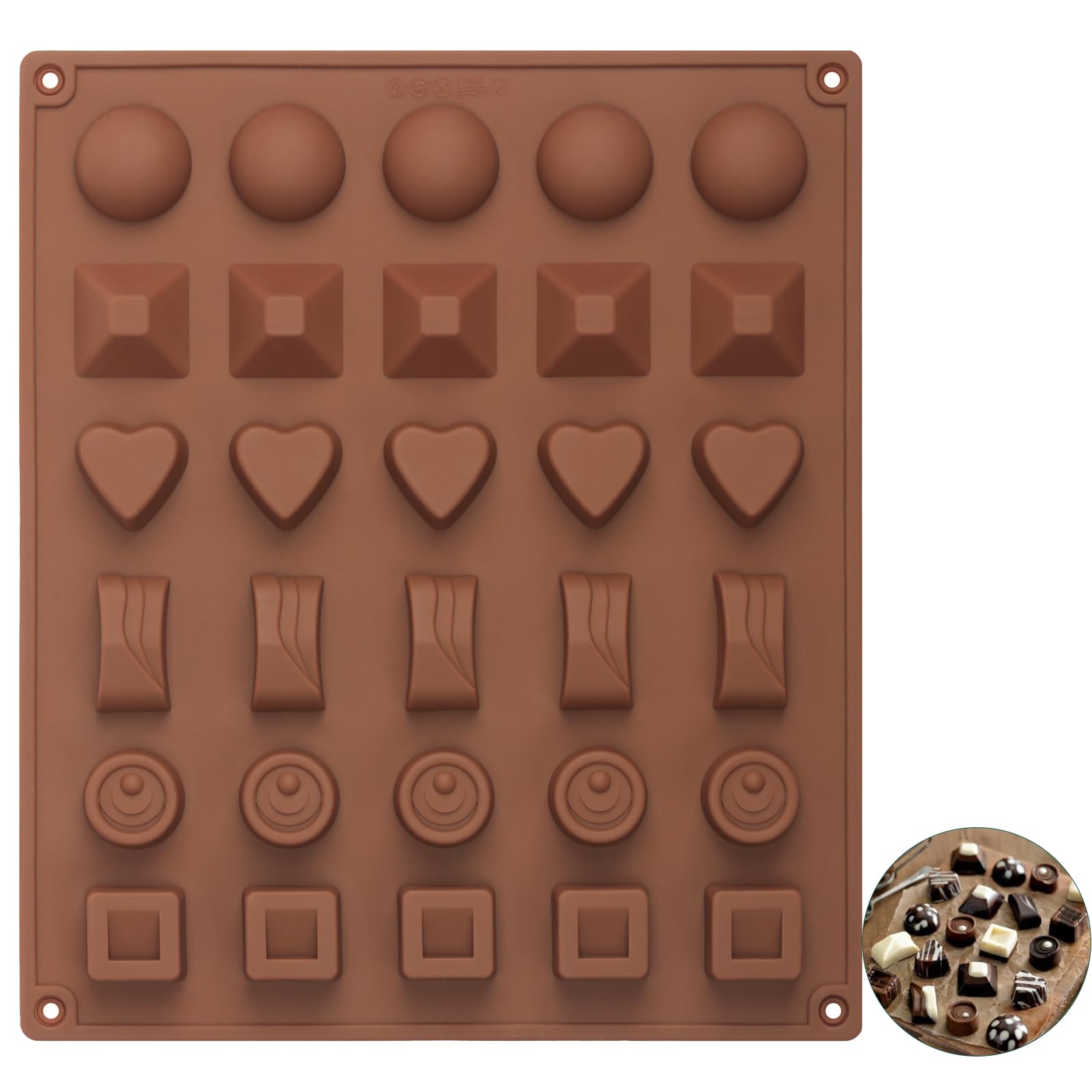 Chocolate Molds Silicone With 30 Cavities 6 Different Shapes For Making Larger Chocolate/Candy/Gummy/Cake D  Cor For Wedding Par