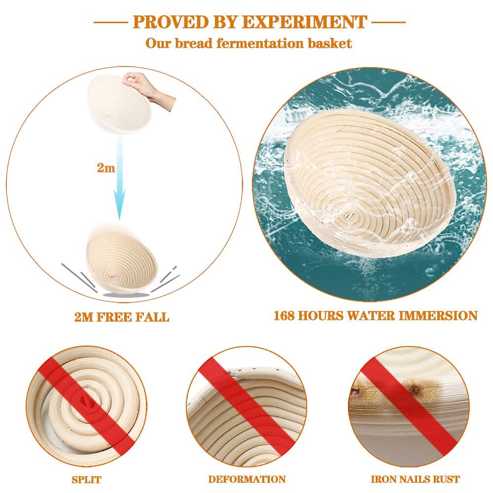 2 Pack Of Mini 5 Inch Round Brotform Banneton Proofing Basket Bread Bowl For Baking Dough (Bonus Linen Cover) (5 Inch)