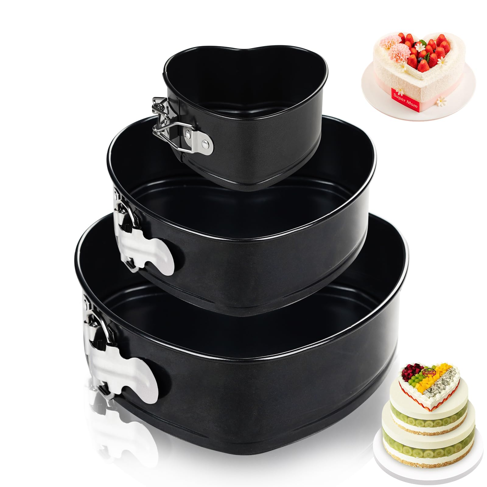 ECCOGREAT Heart Springform Pan Set, 4/7/9 Inch Nonstick Leakproof
