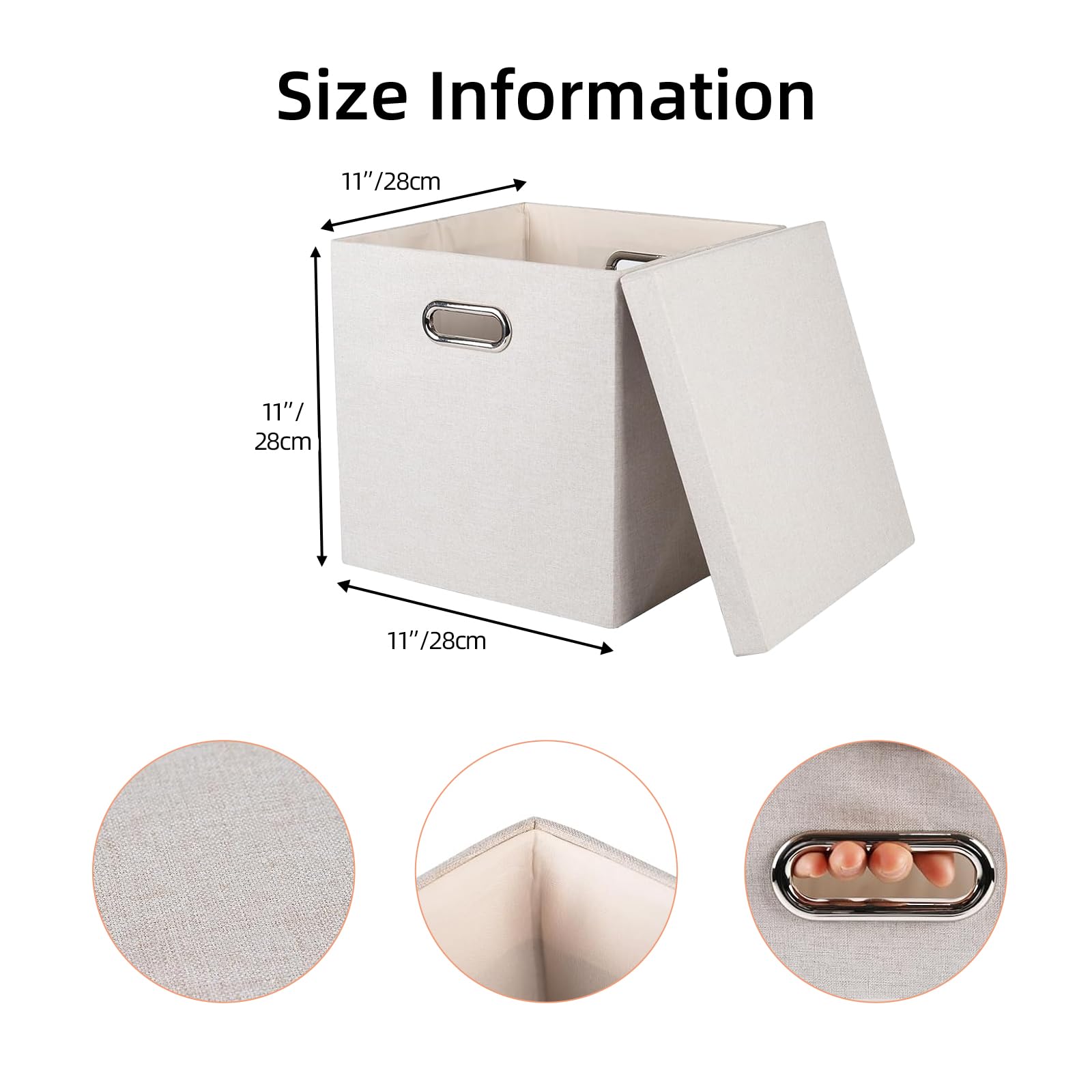 Arcaguru Storage Bins With Lids, Collapsible Linen Fabric Boxes Organizer Containers With Lid Foldable Storage Box Basket For Cl