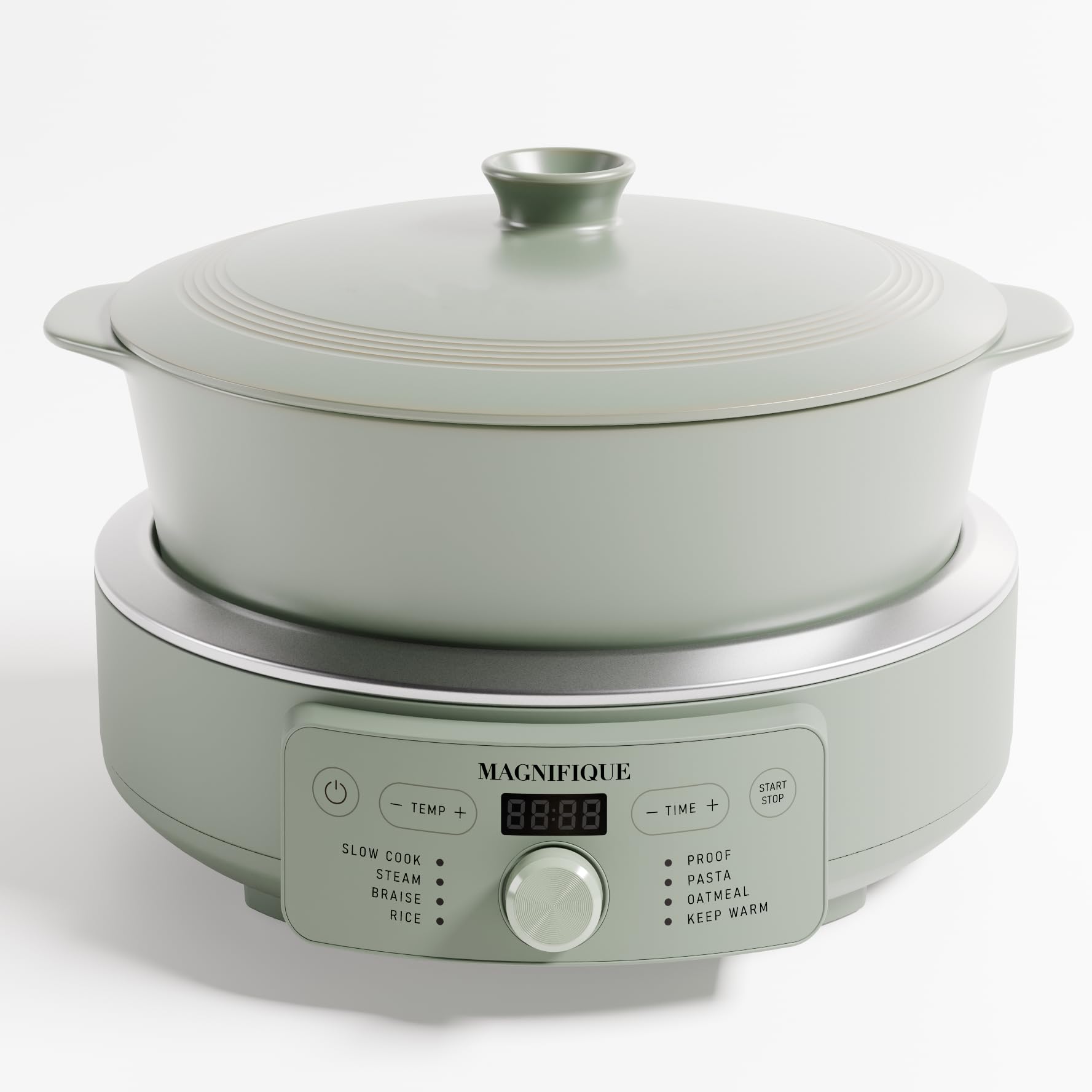 4.5 Quart Slow Cooker, 8in1 Casserole Programmable Round MultiCooker, NonToxic Clay pot Slow Cooker for Rice, Pasta, Steam &
