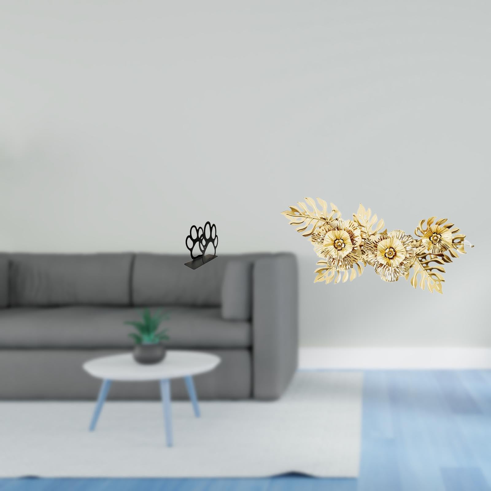 Enakshi Chic Metal Dog Paw Napkin Holder And Nordic Flower Leaf Wall Art Sculpture Decorative Organizer For Dining Room Hotel Ca
